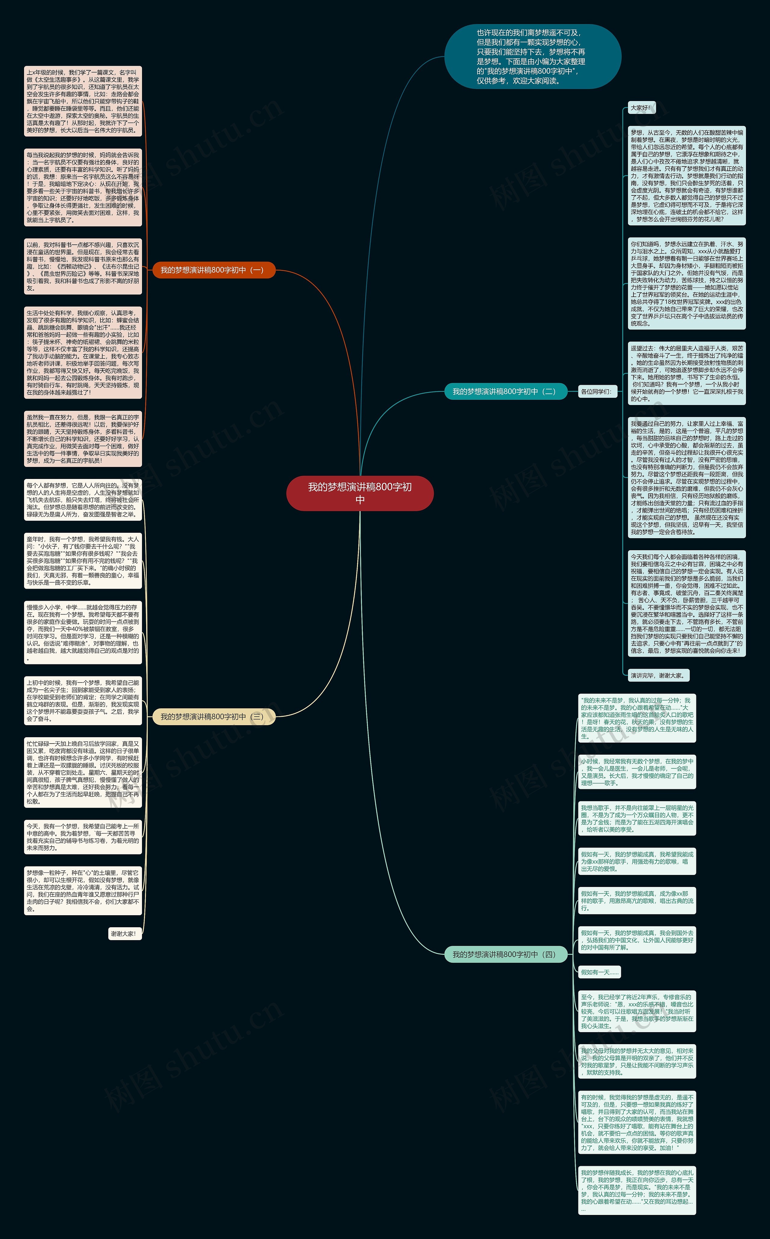 我的梦想演讲稿800字初中思维导图