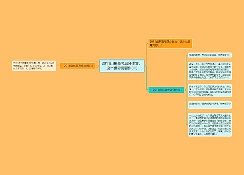 2011山东高考满分作文：这个世界需要你(一)