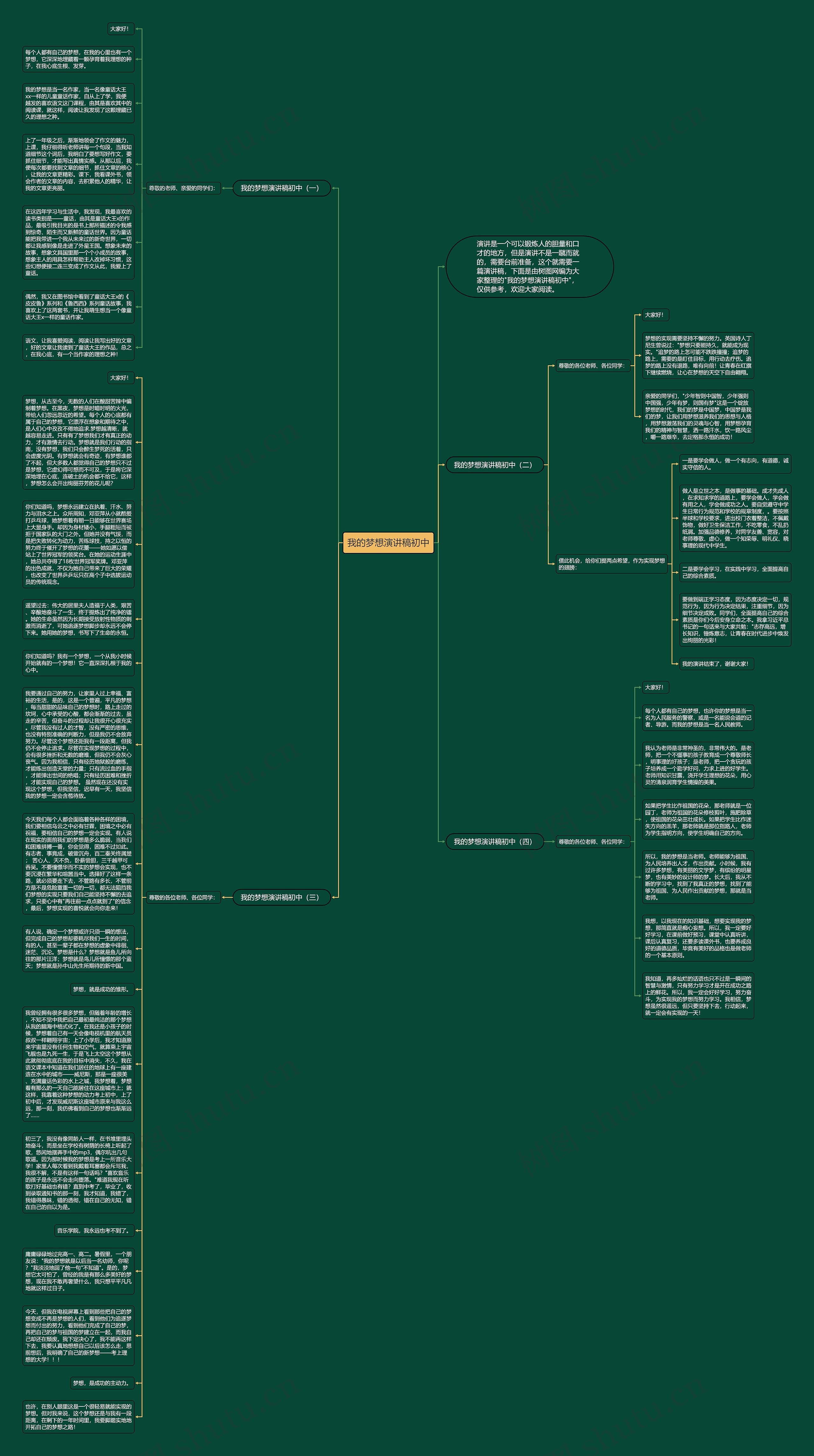 我的梦想演讲稿初中思维导图