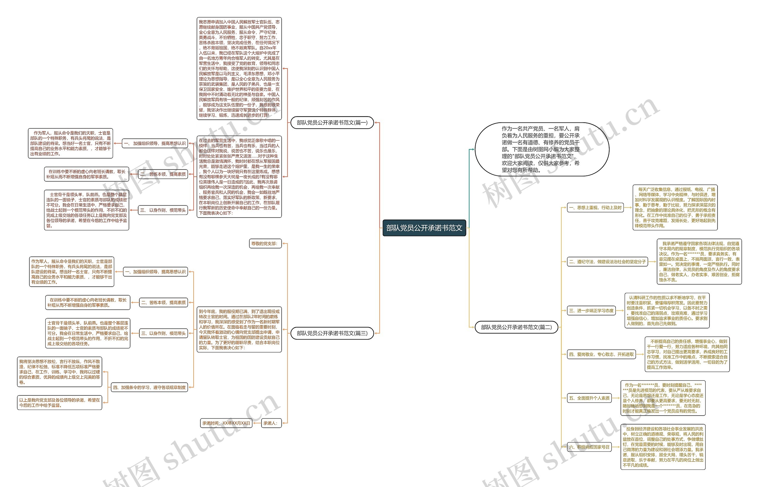 部队党员公开承诺书范文思维导图