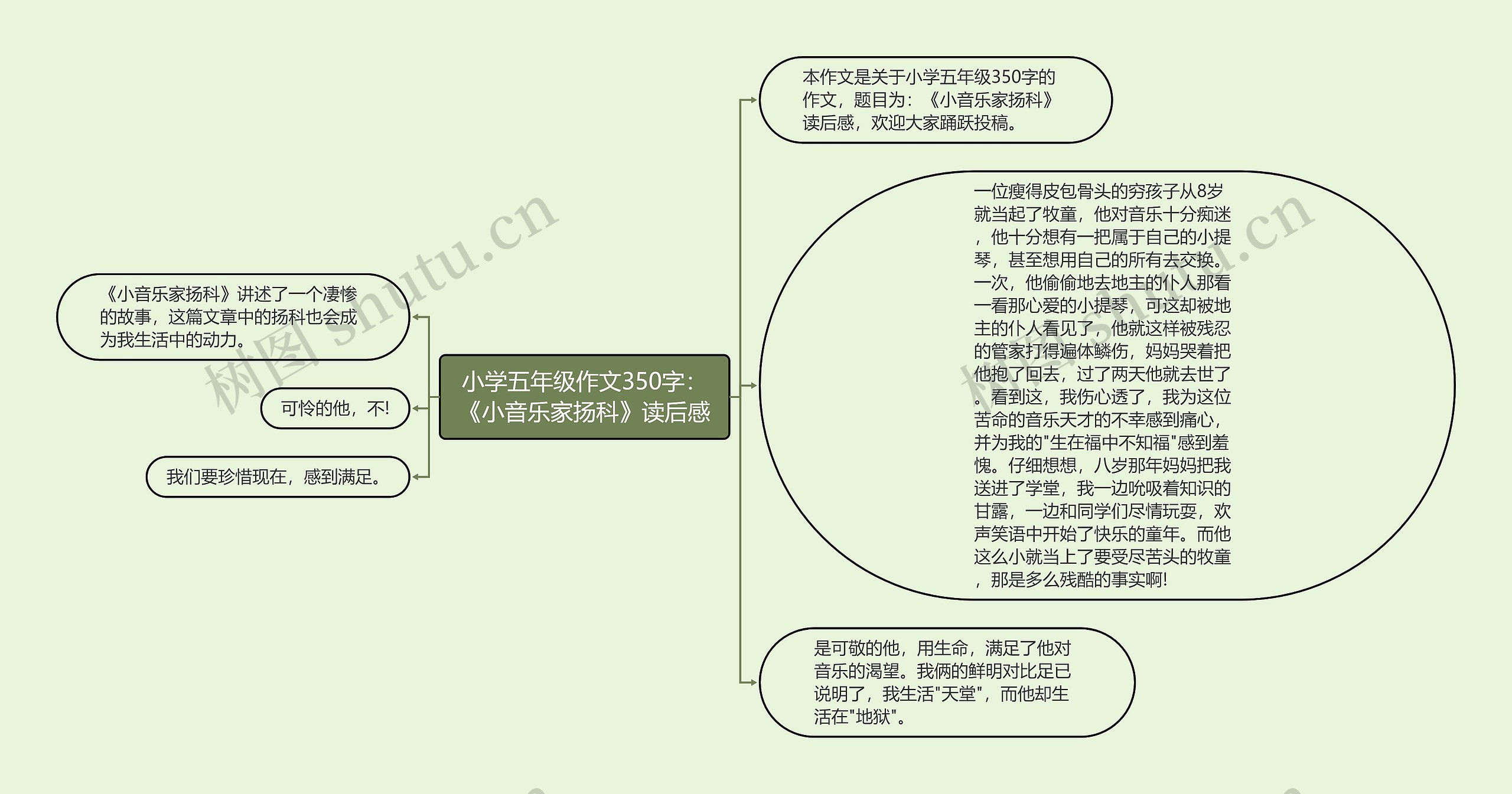 小学五年级作文350字：《小音乐家扬科》读后感思维导图