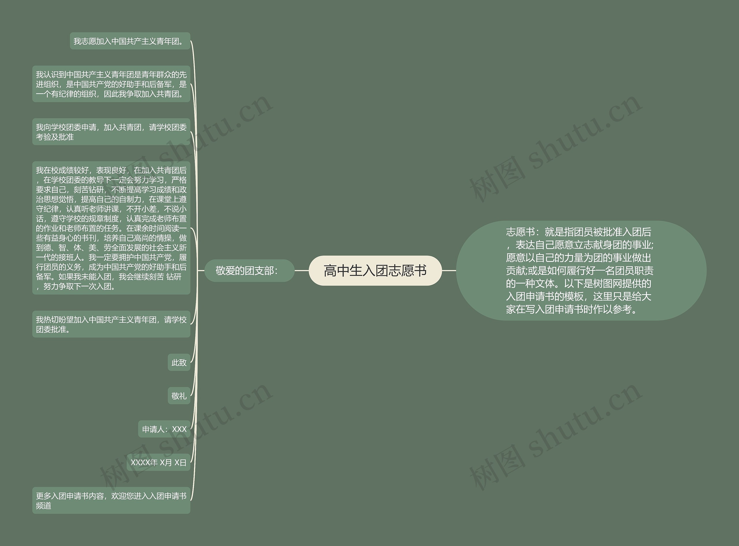 高中生入团志愿书思维导图