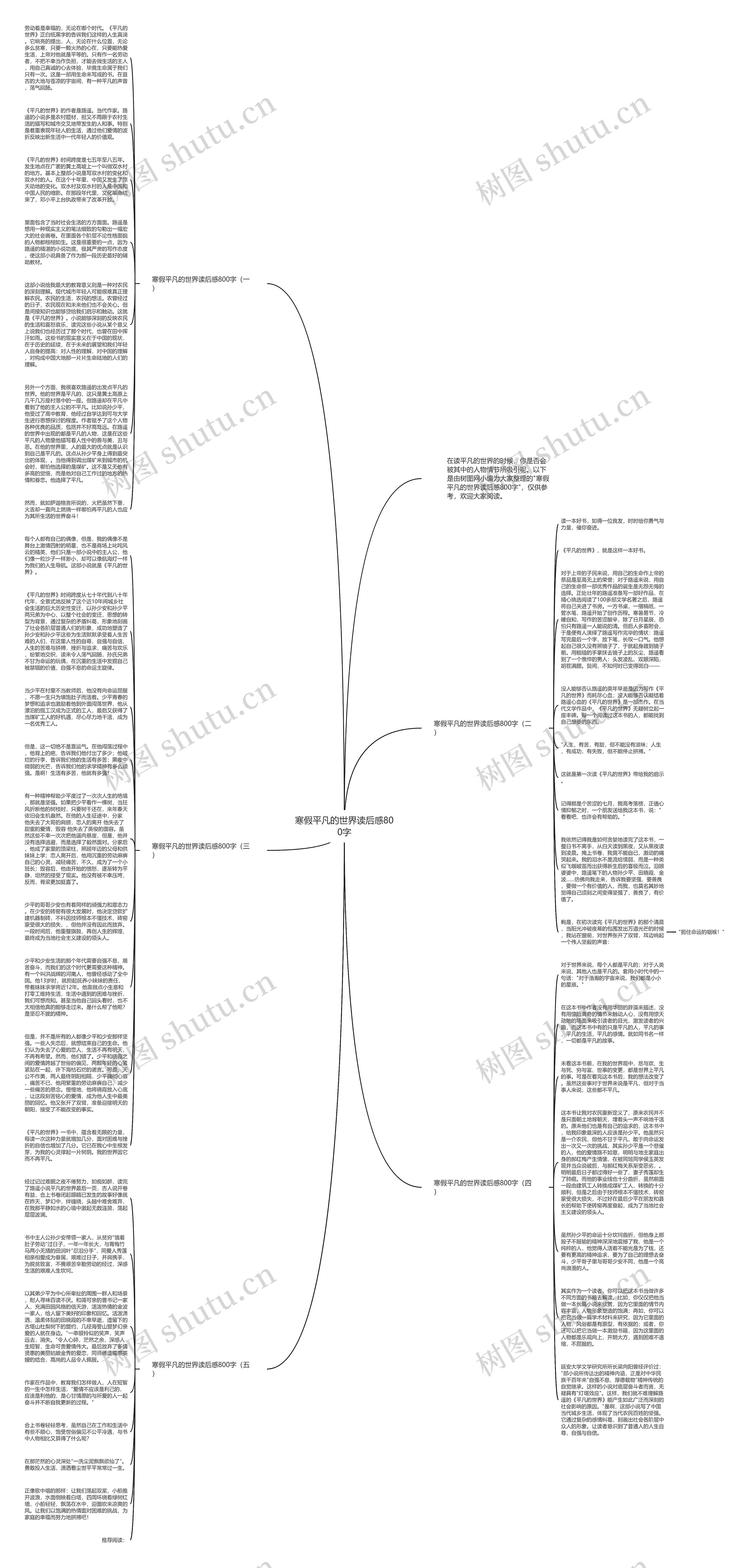 寒假平凡的世界读后感800字思维导图