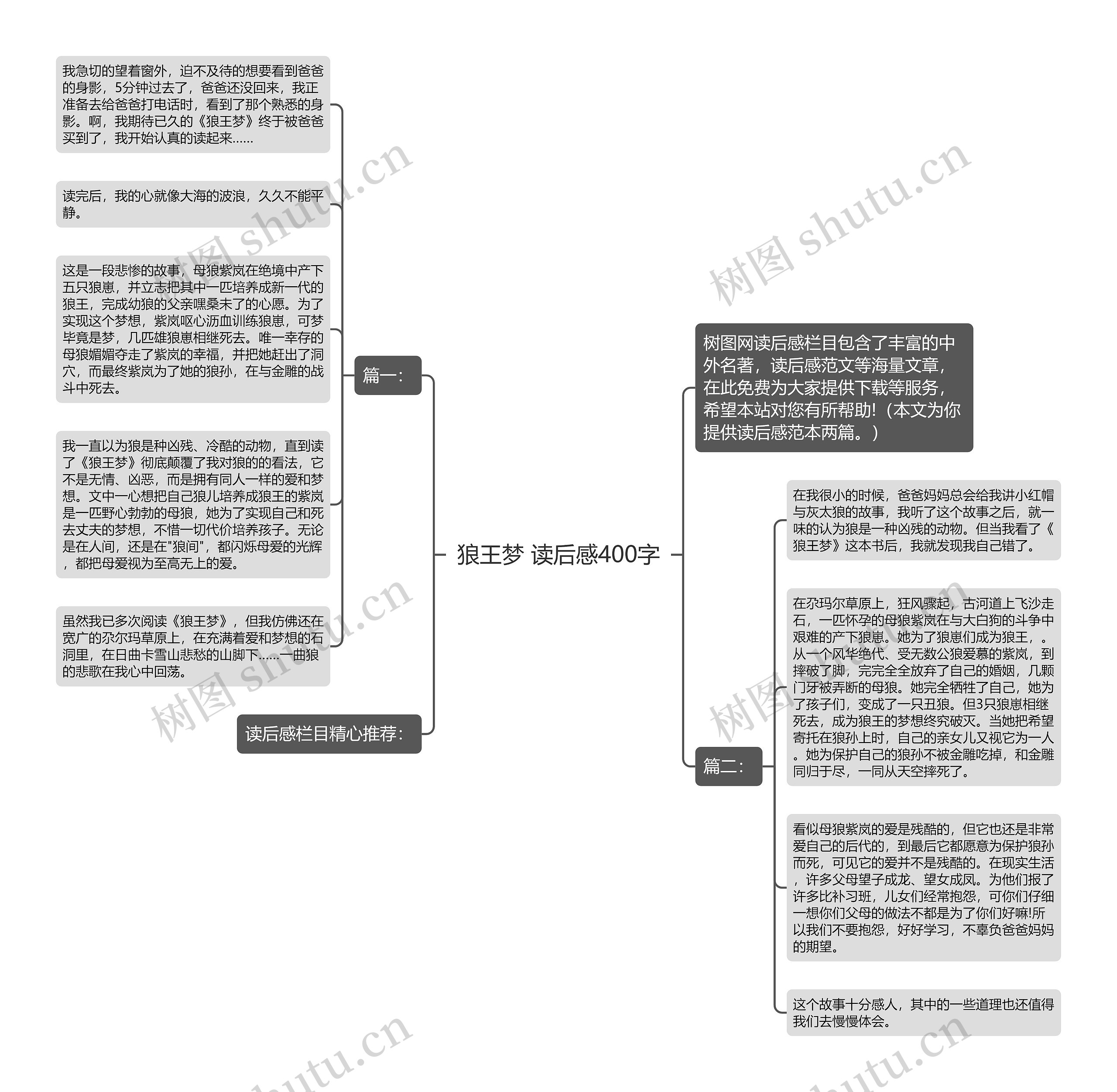 狼王梦 读后感400字思维导图