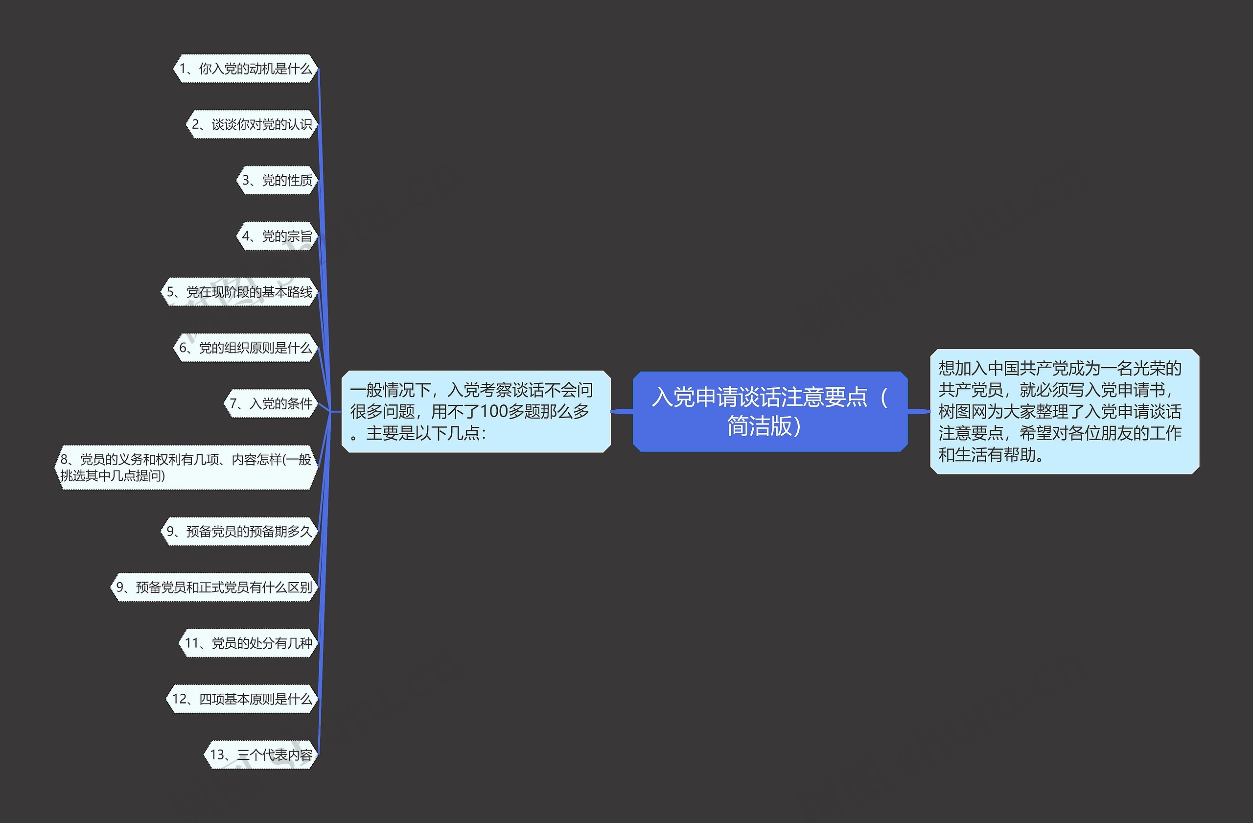 入党申请谈话注意要点（简洁版）思维导图