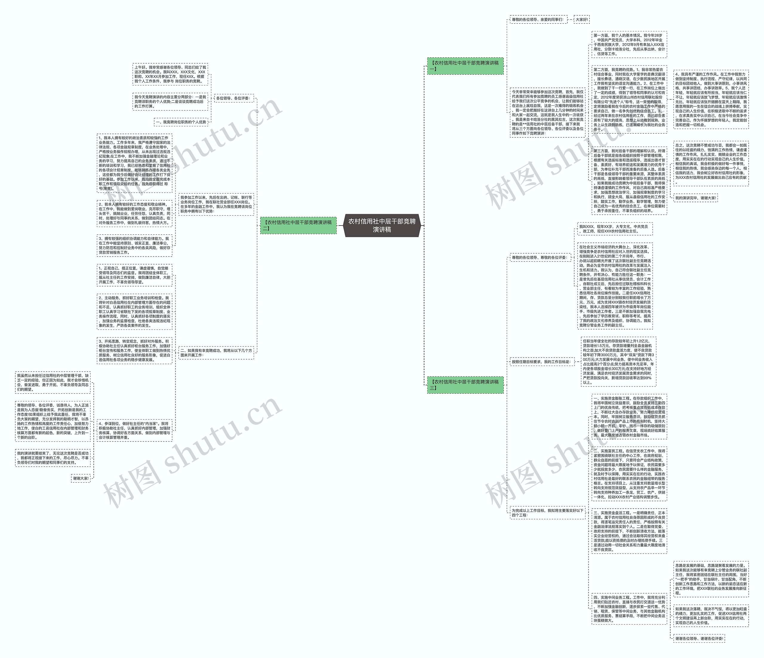 农村信用社中层干部竞聘演讲稿思维导图