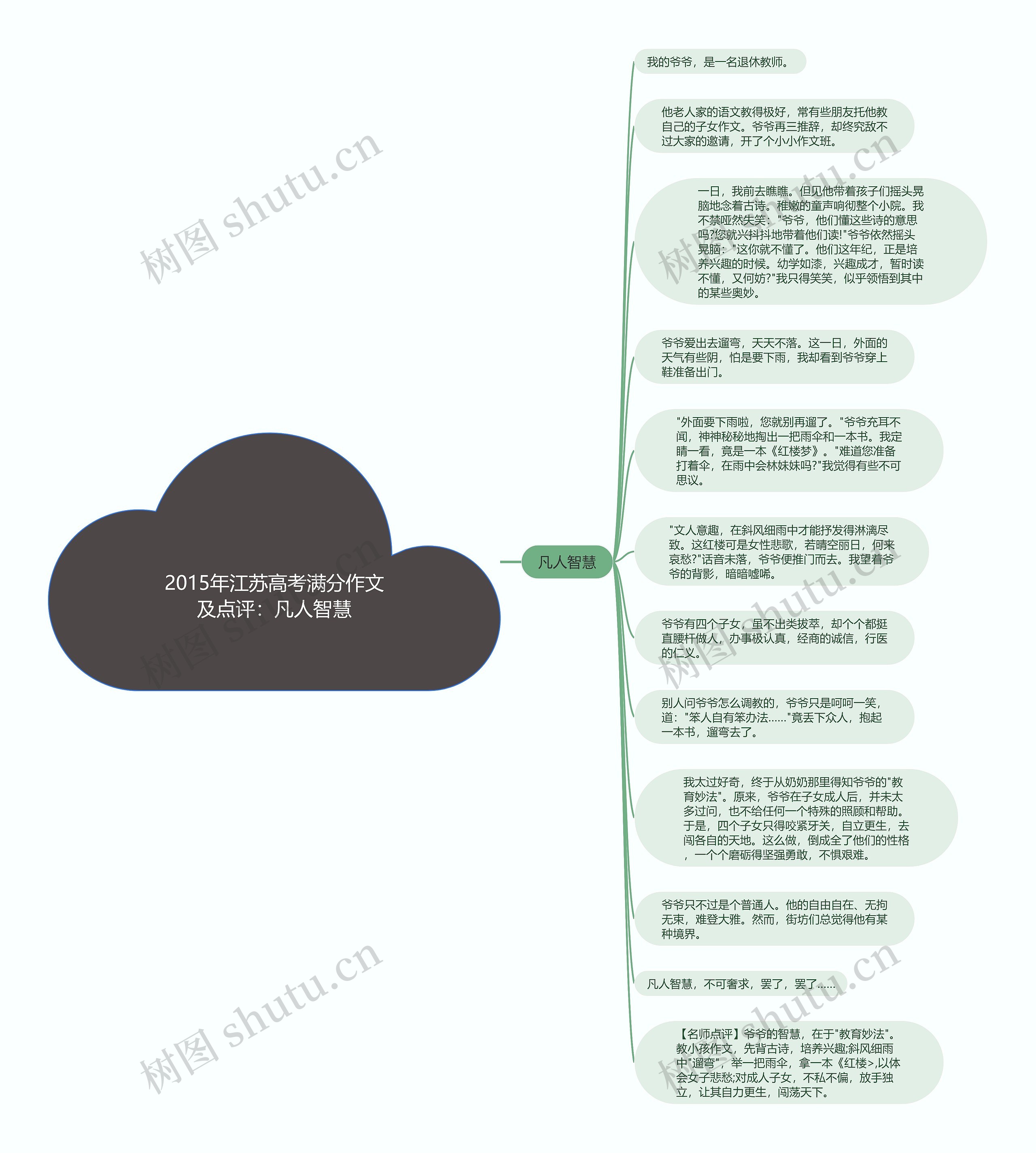 2015年江苏高考满分作文及点评：凡人智慧思维导图