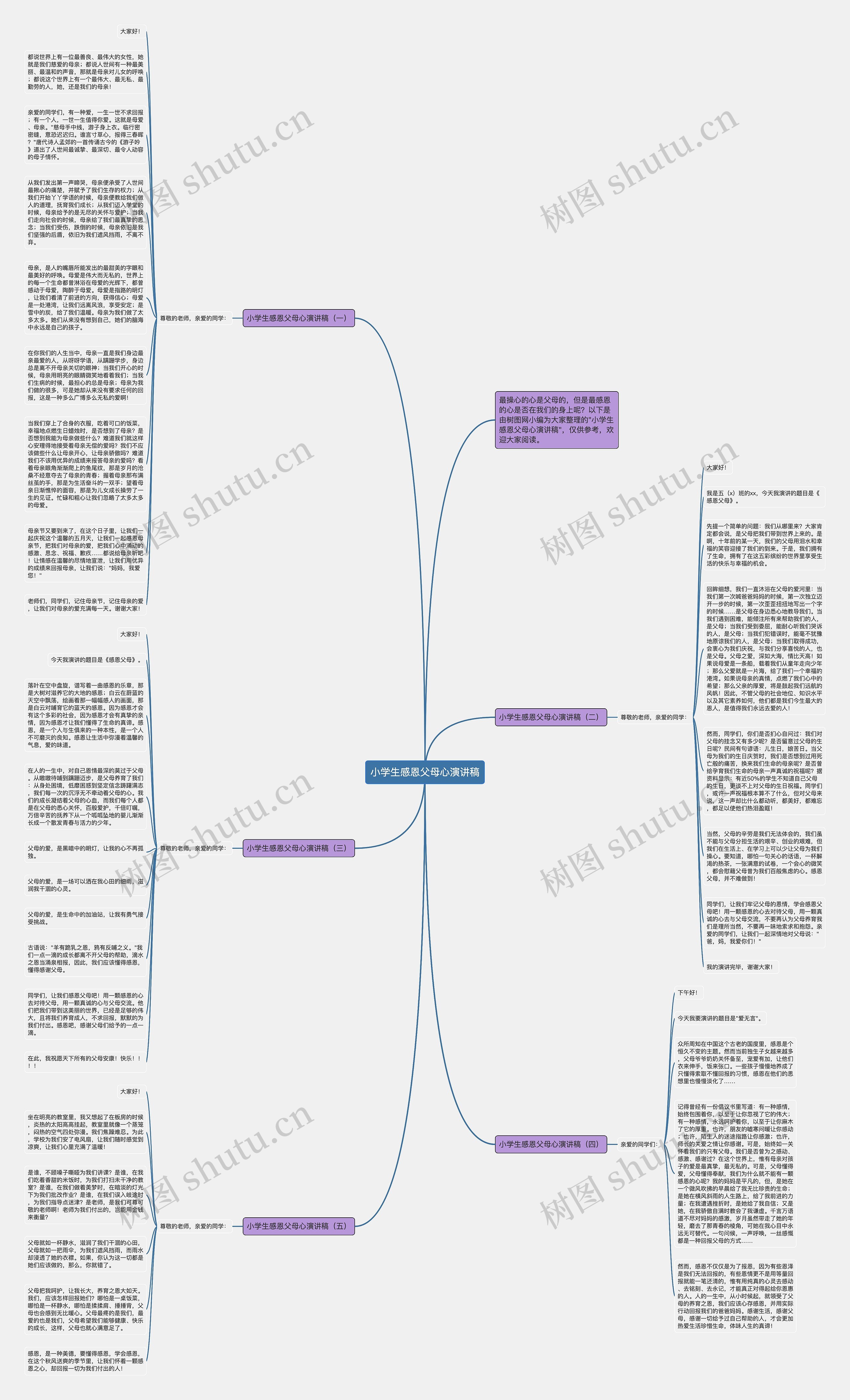 小学生感恩父母心演讲稿思维导图