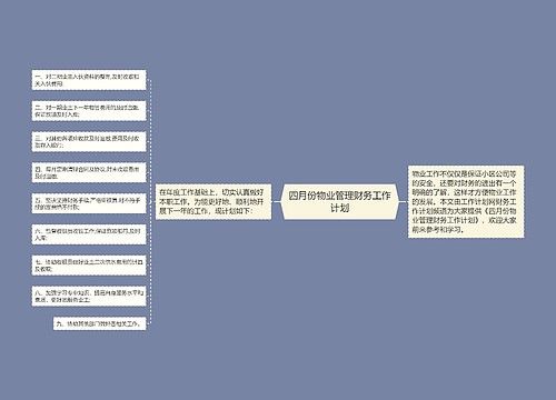 四月份物业管理财务工作计划