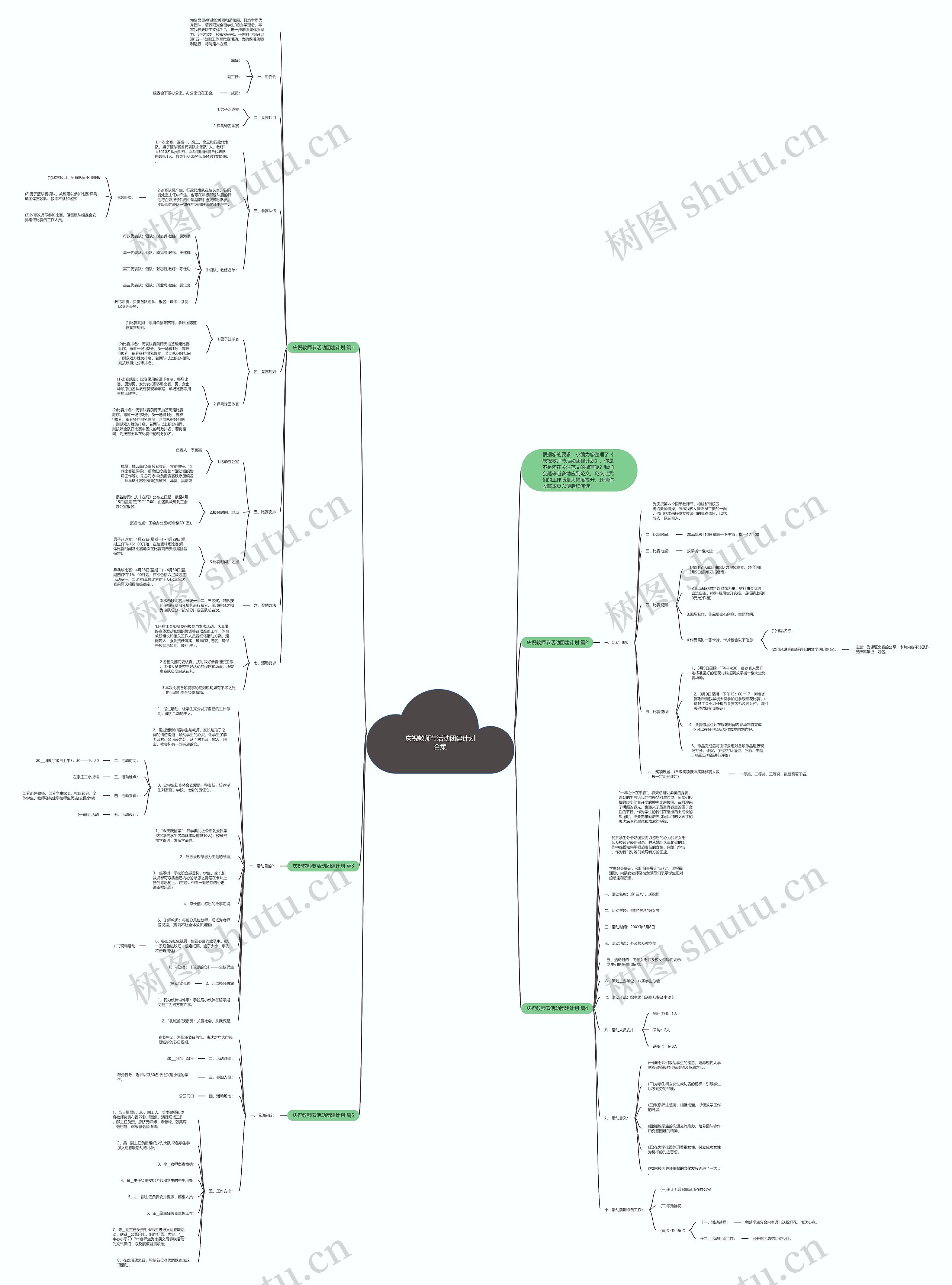 庆祝教师节活动团建计划合集思维导图