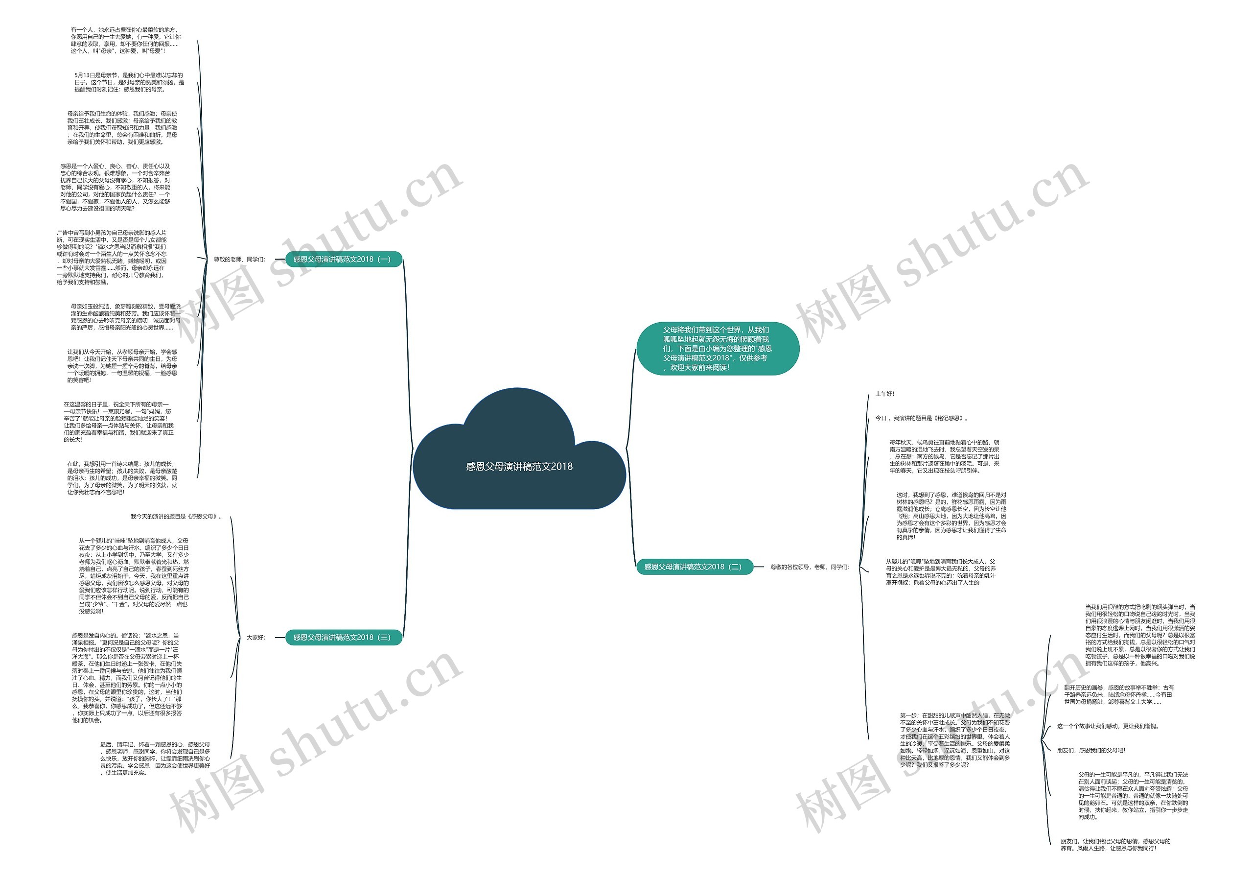 感恩父母演讲稿范文2018思维导图