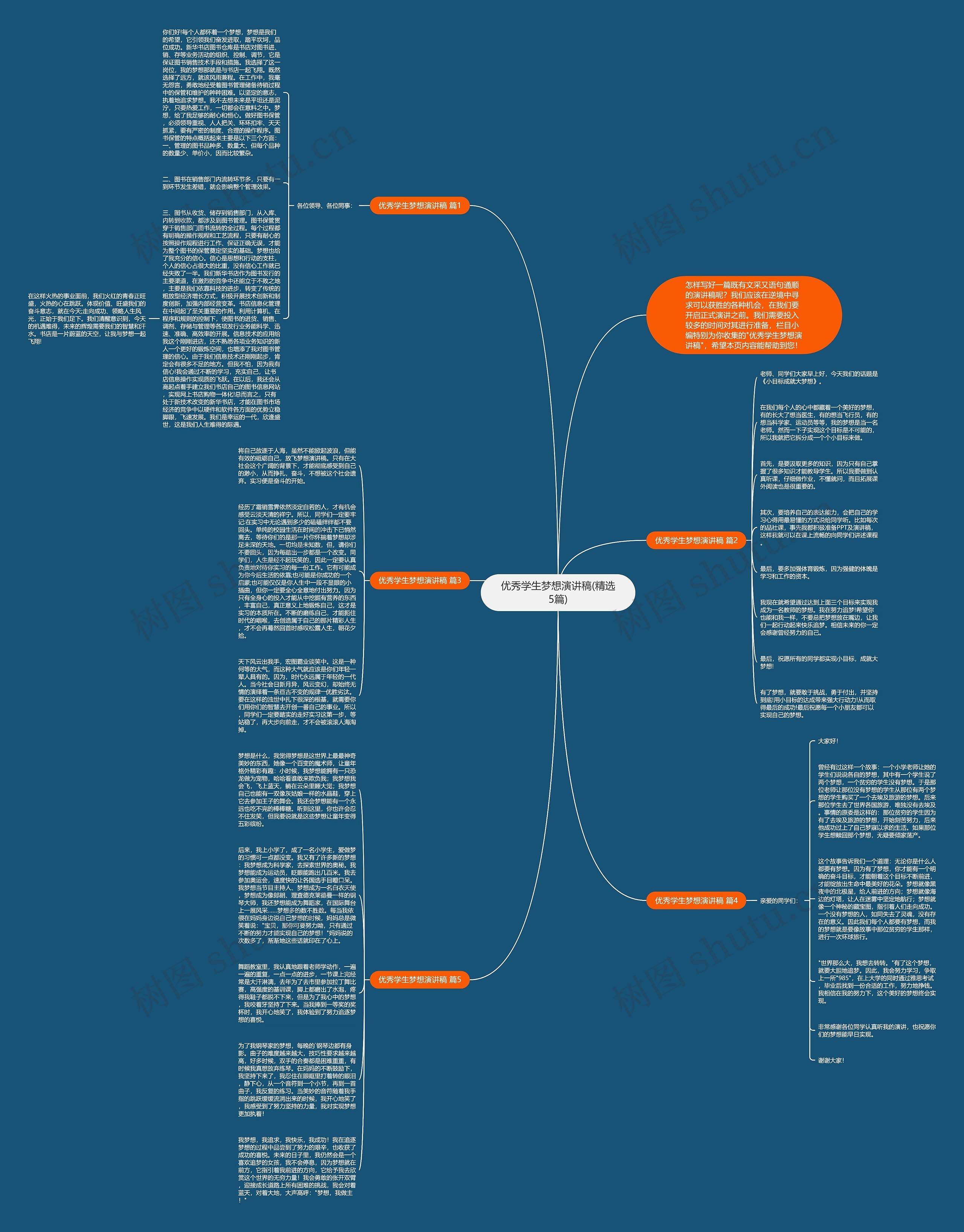 优秀学生梦想演讲稿(精选5篇)思维导图