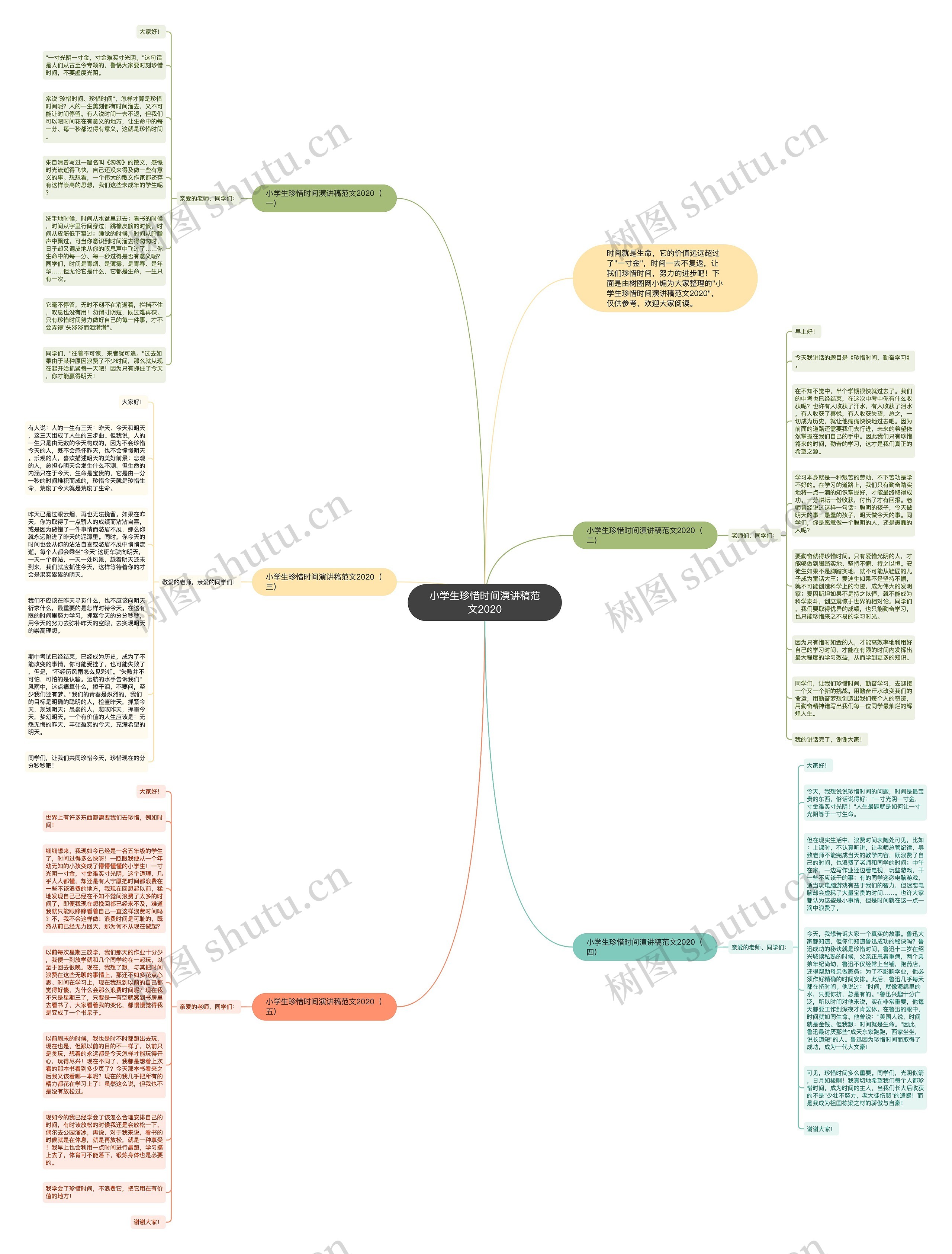 小学生珍惜时间演讲稿范文2020思维导图