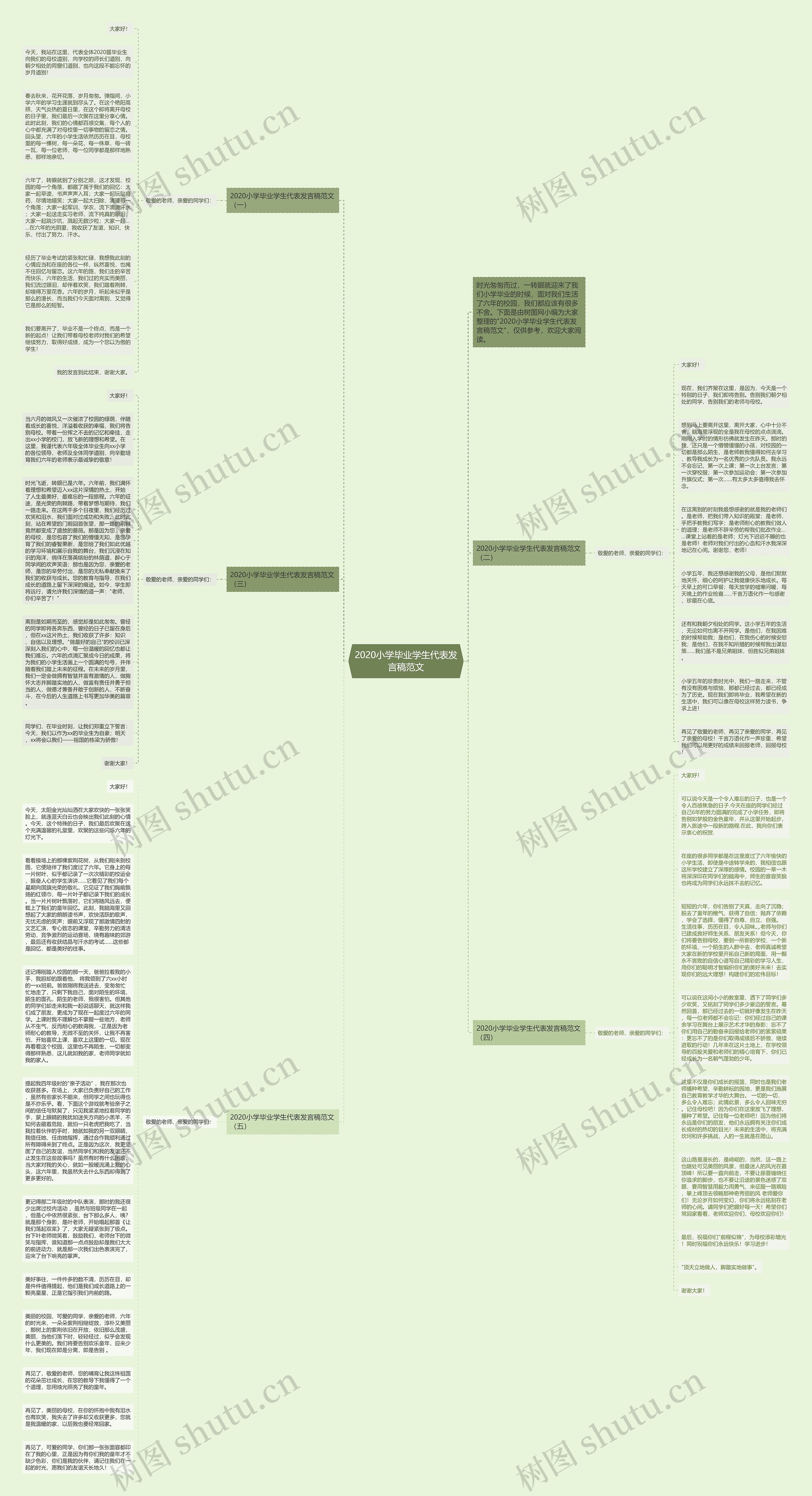2020小学毕业学生代表发言稿范文思维导图