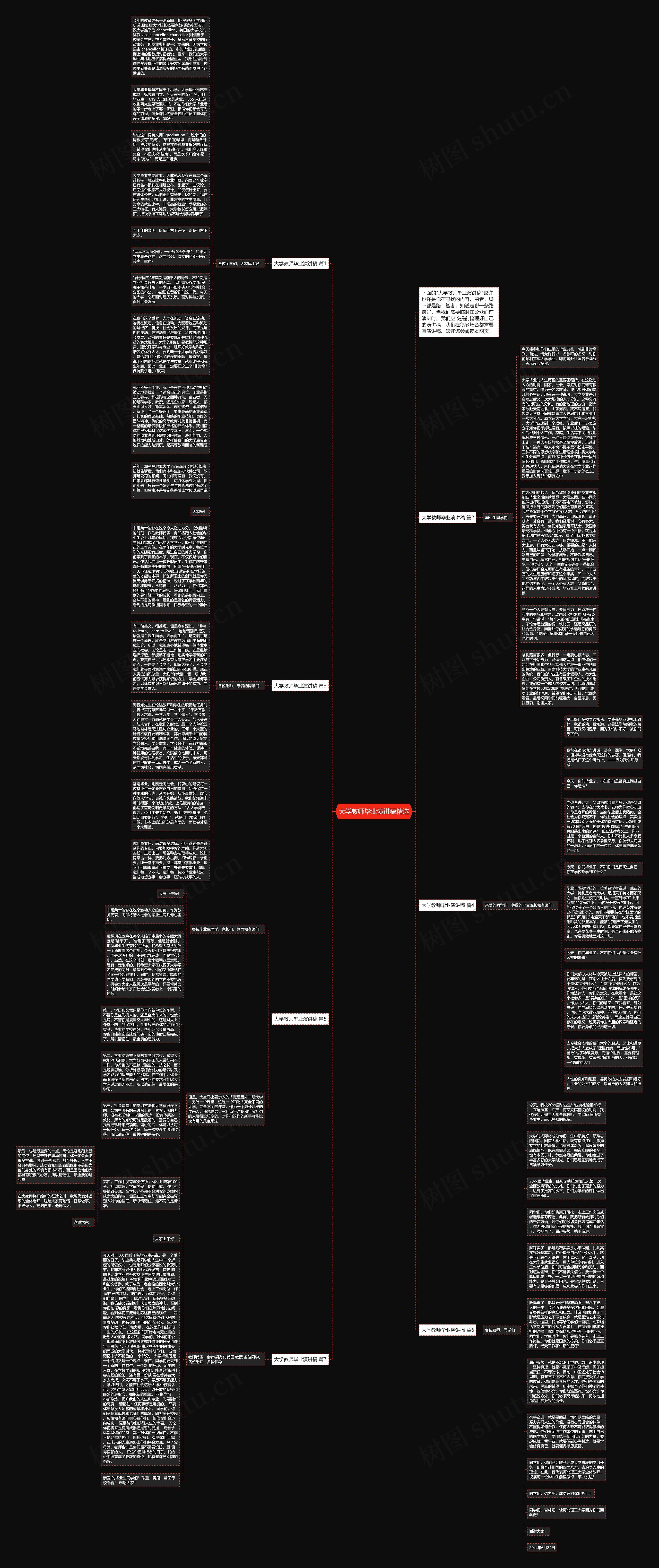 大学教师毕业演讲稿精选思维导图
