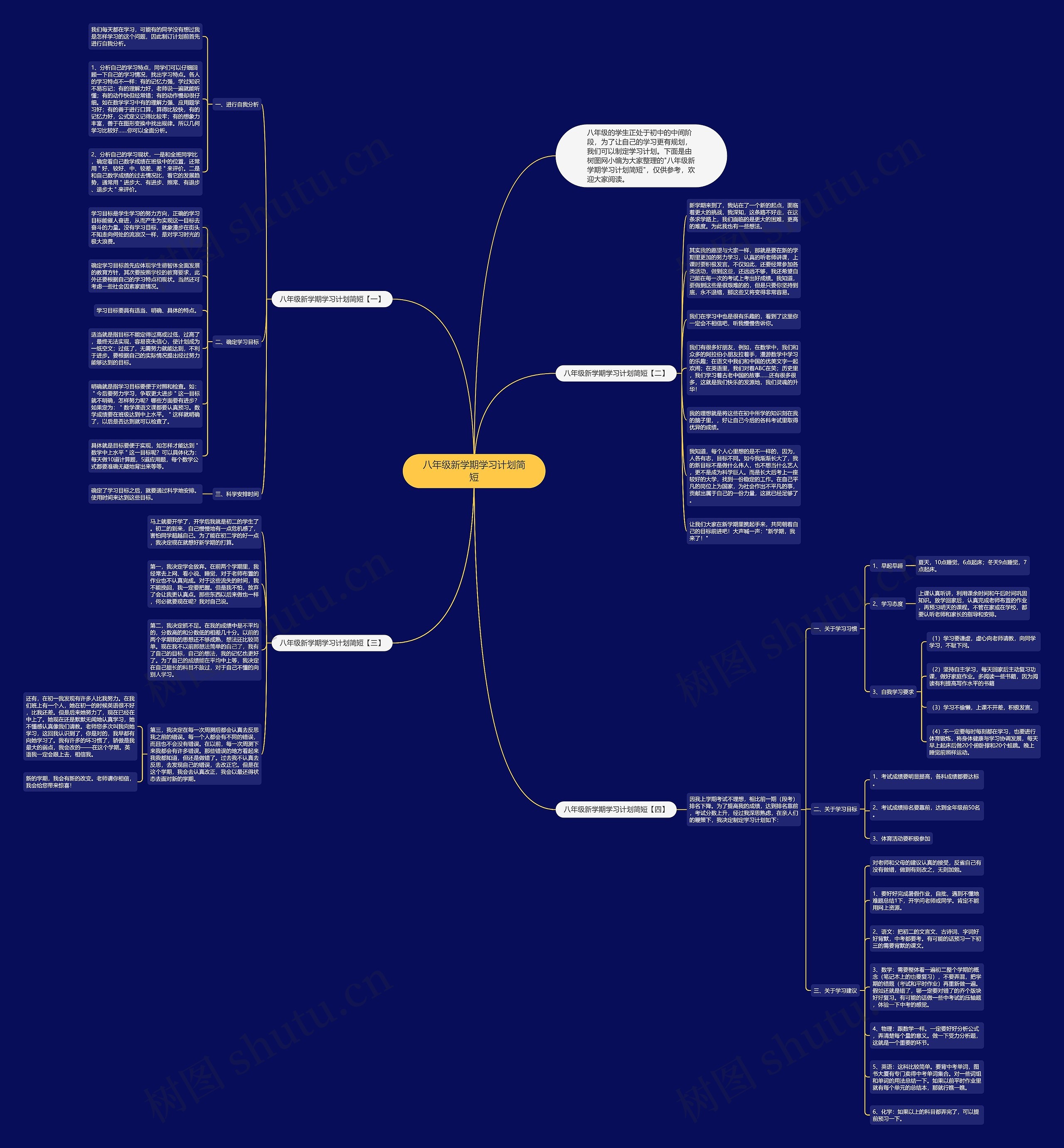 八年级新学期学习计划简短思维导图