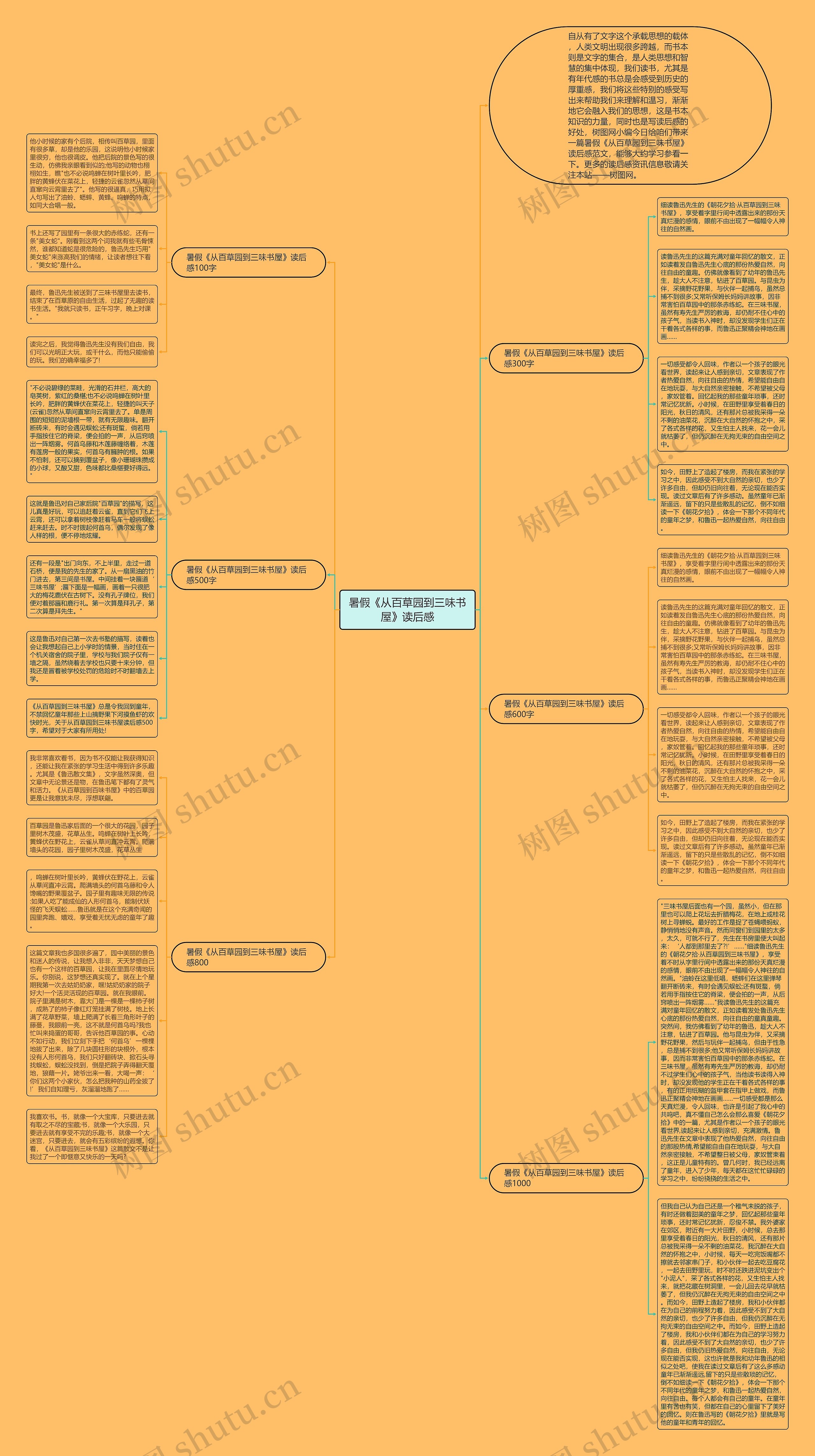 暑假《从百草园到三味书屋》读后感思维导图