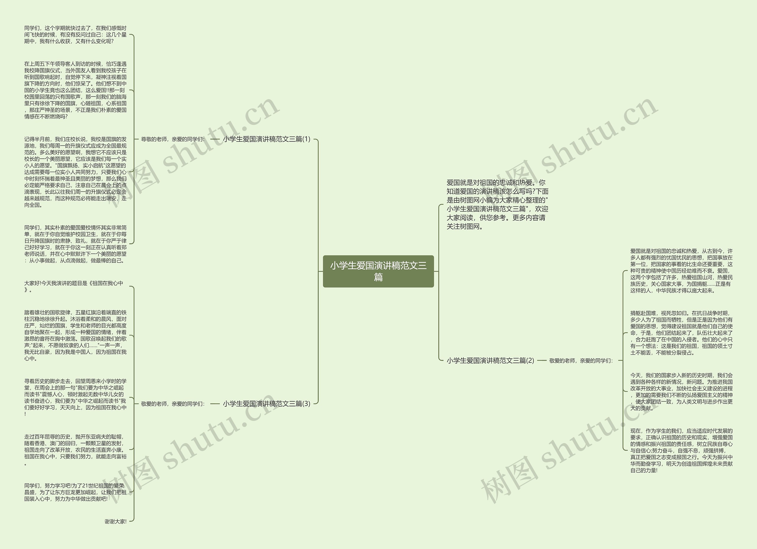 小学生爱国演讲稿范文三篇思维导图