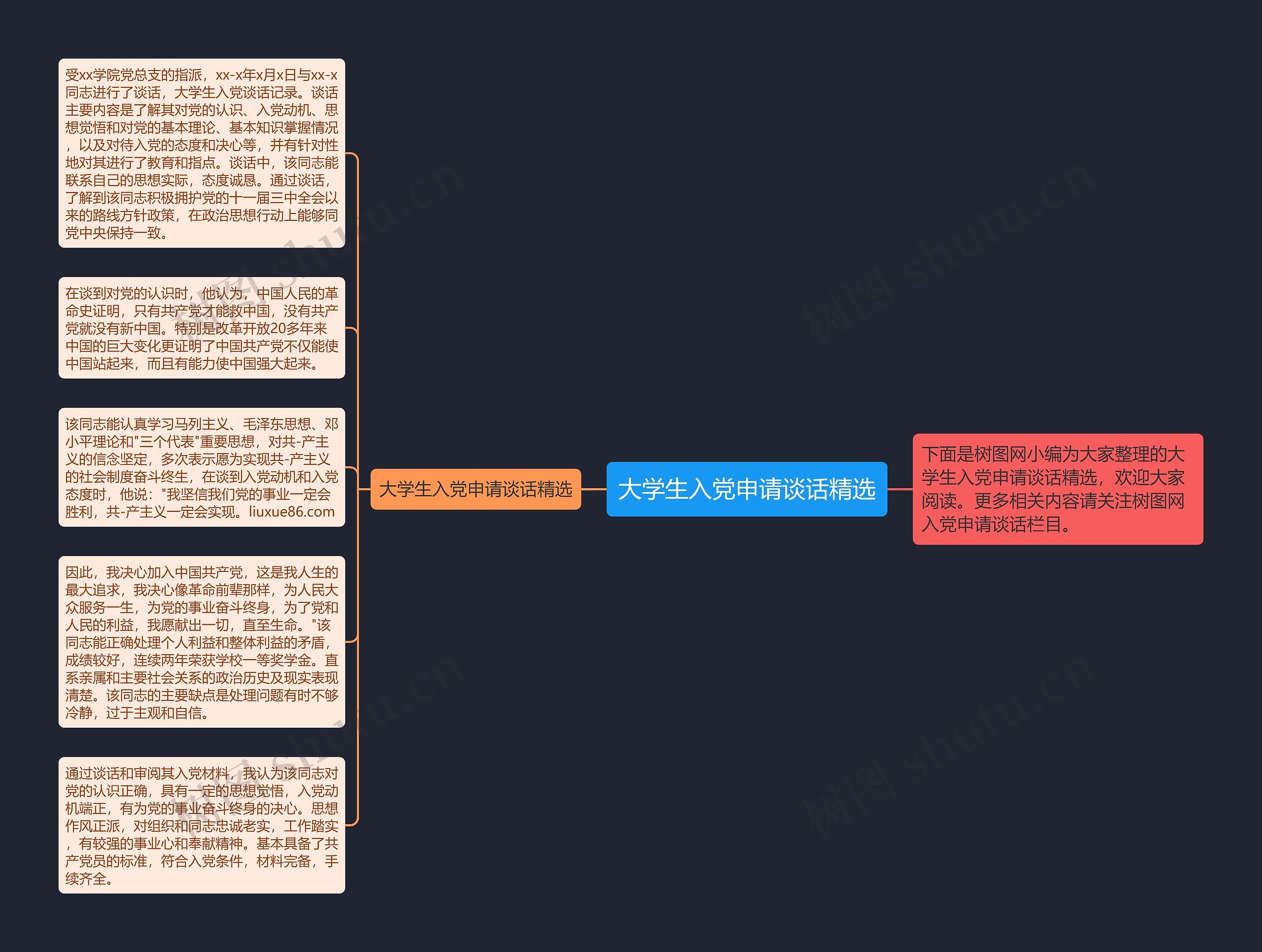 大学生入党申请谈话精选思维导图