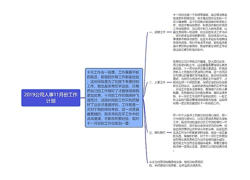 2019公司人事11月份工作计划