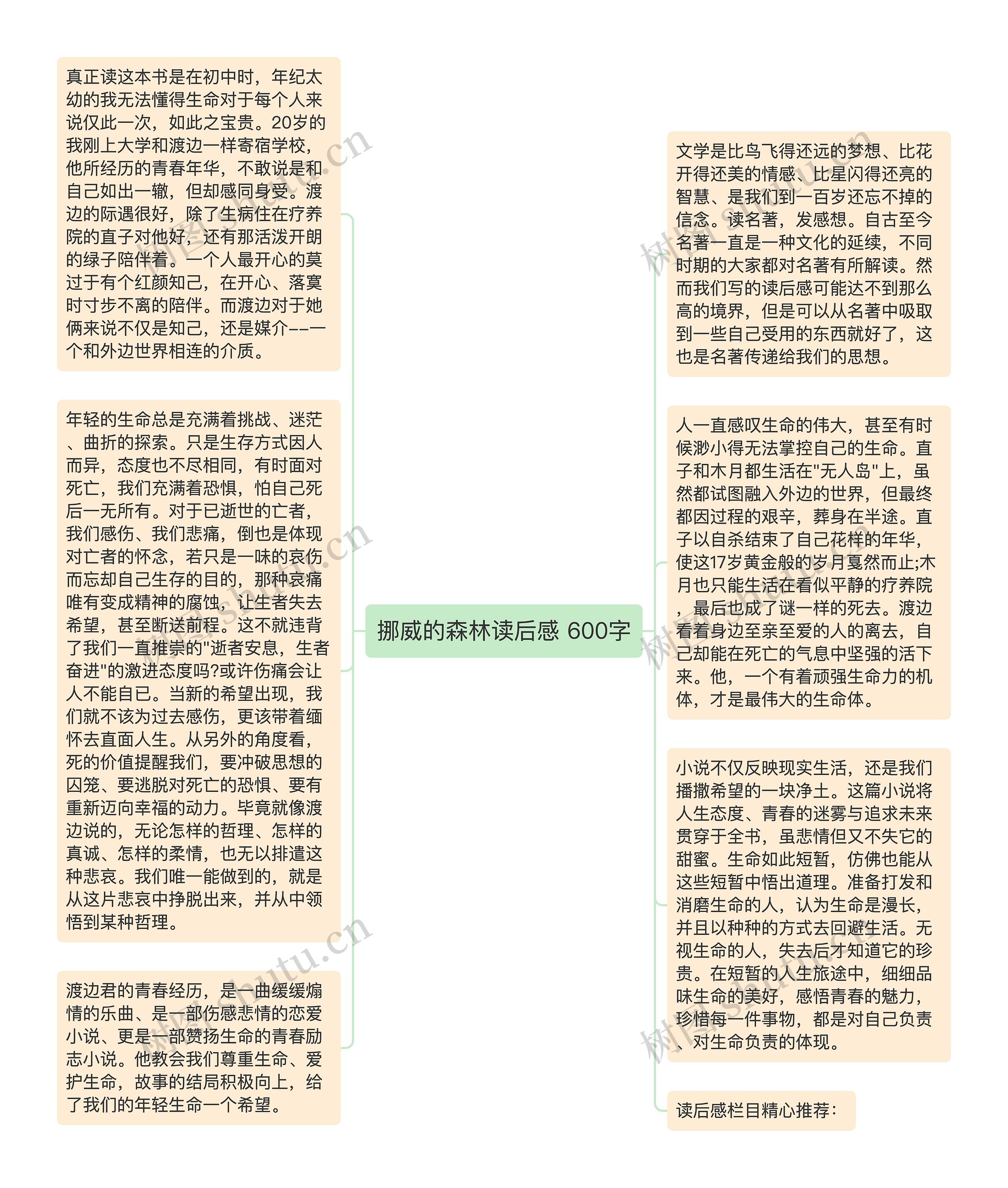 挪威的森林读后感 600字思维导图