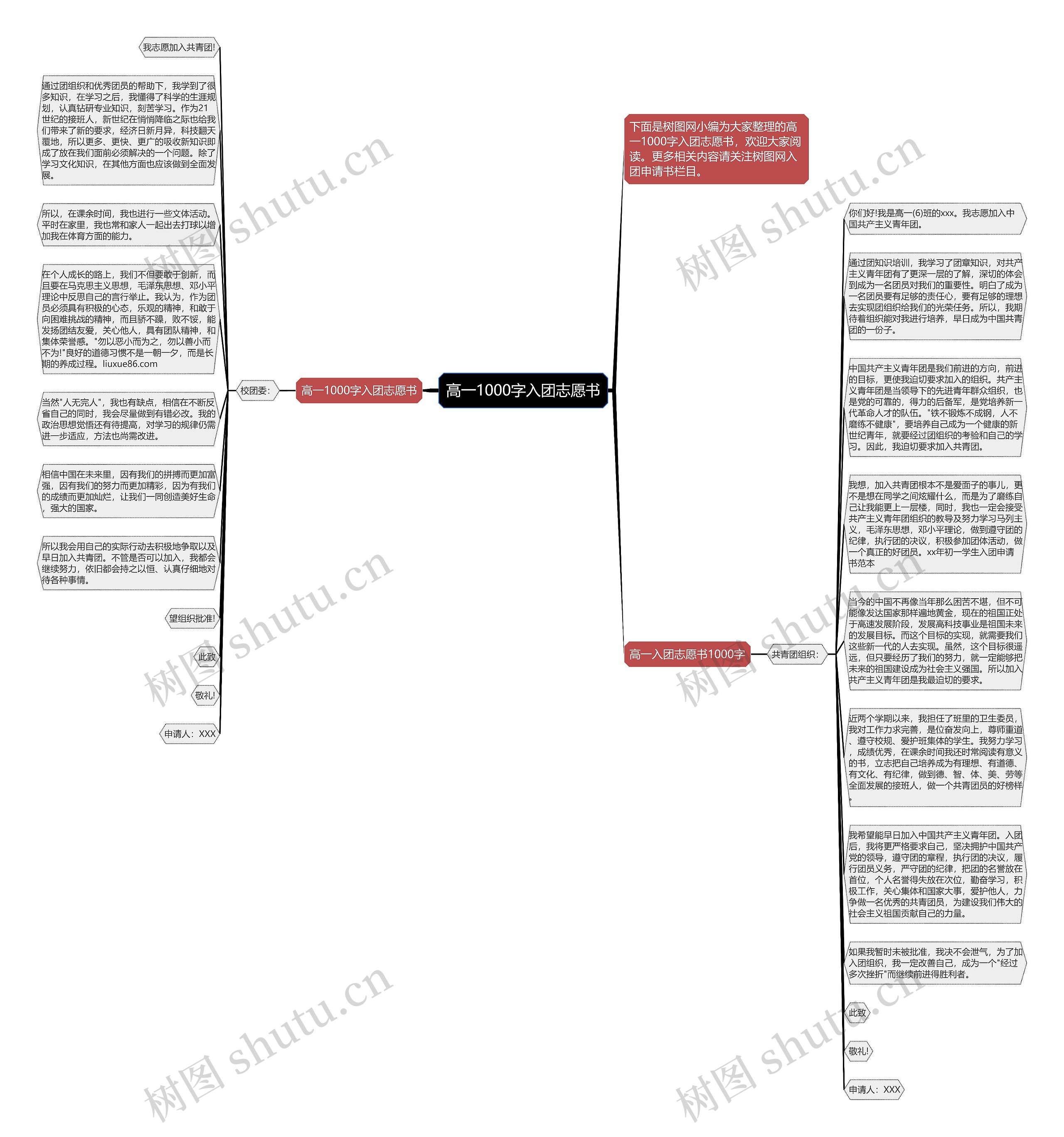 高一1000字入团志愿书思维导图