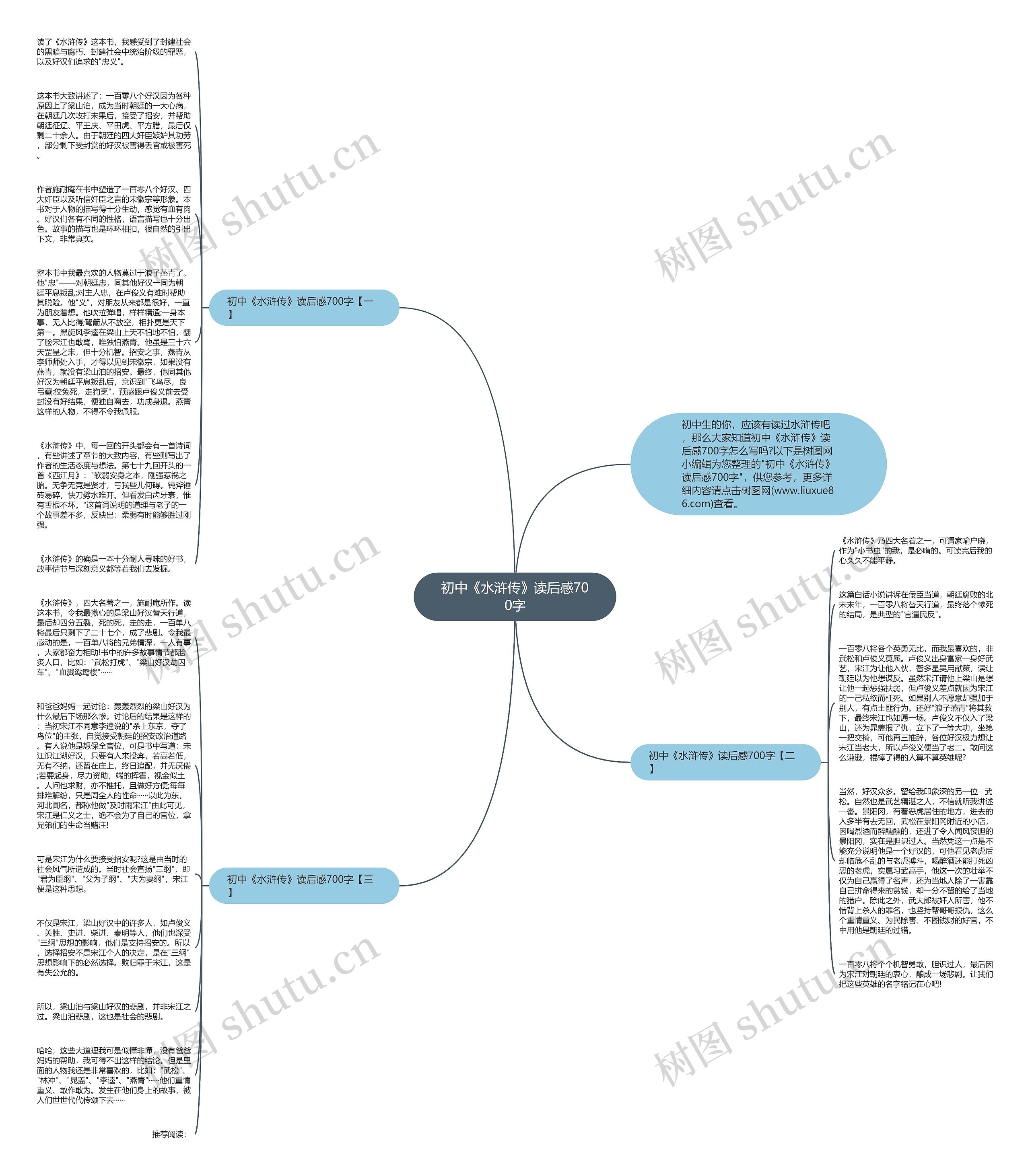 初中《水浒传》读后感700字思维导图