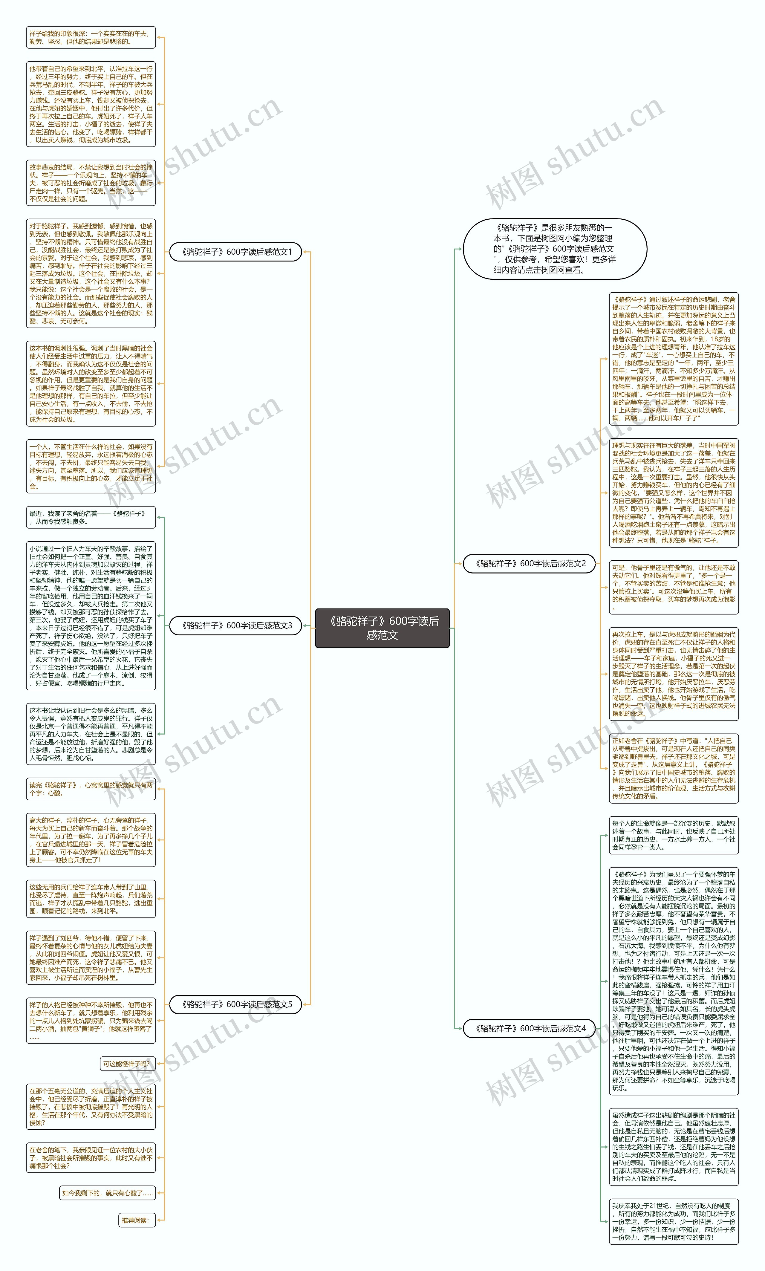 《骆驼祥子》600字读后感范文思维导图