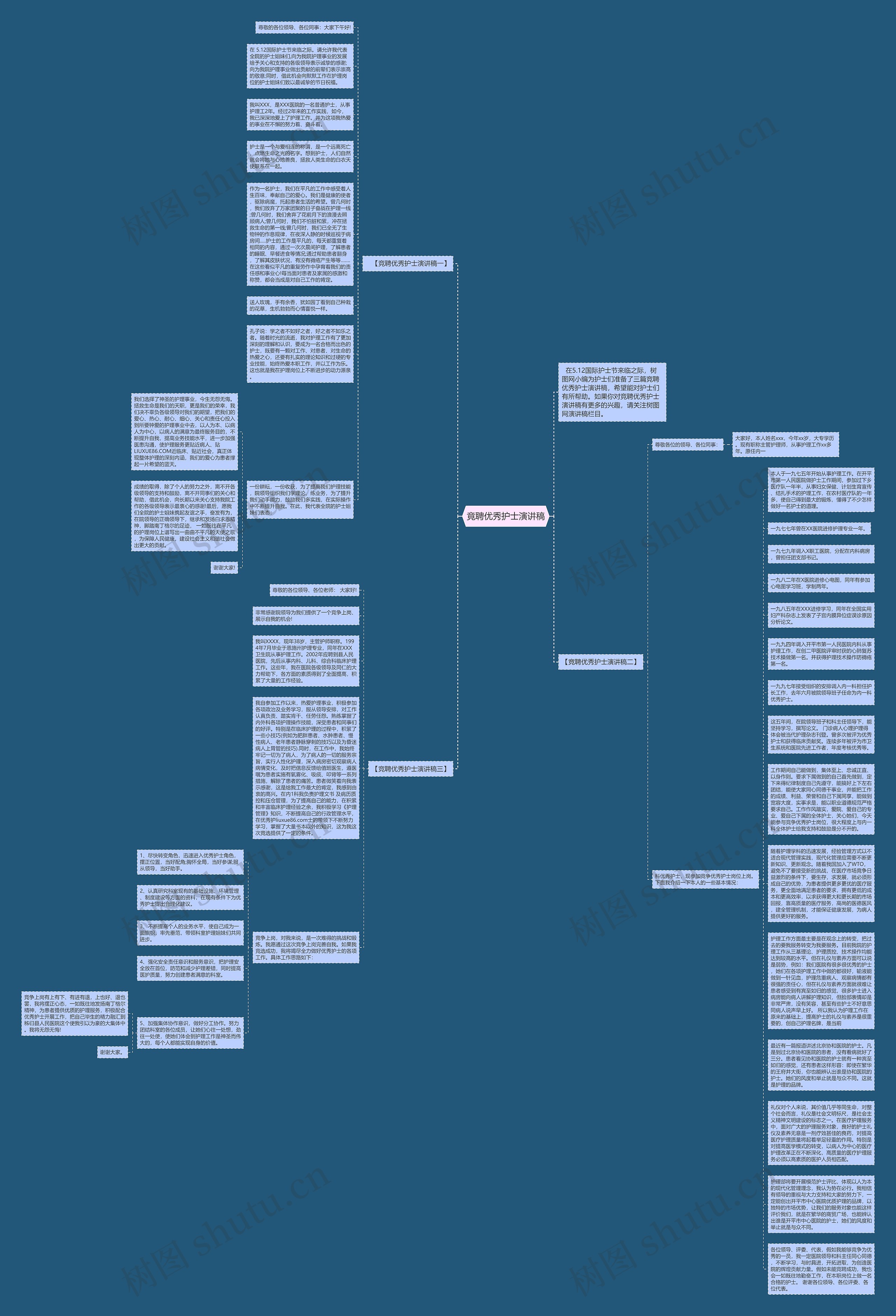 竟聘优秀护士演讲稿思维导图