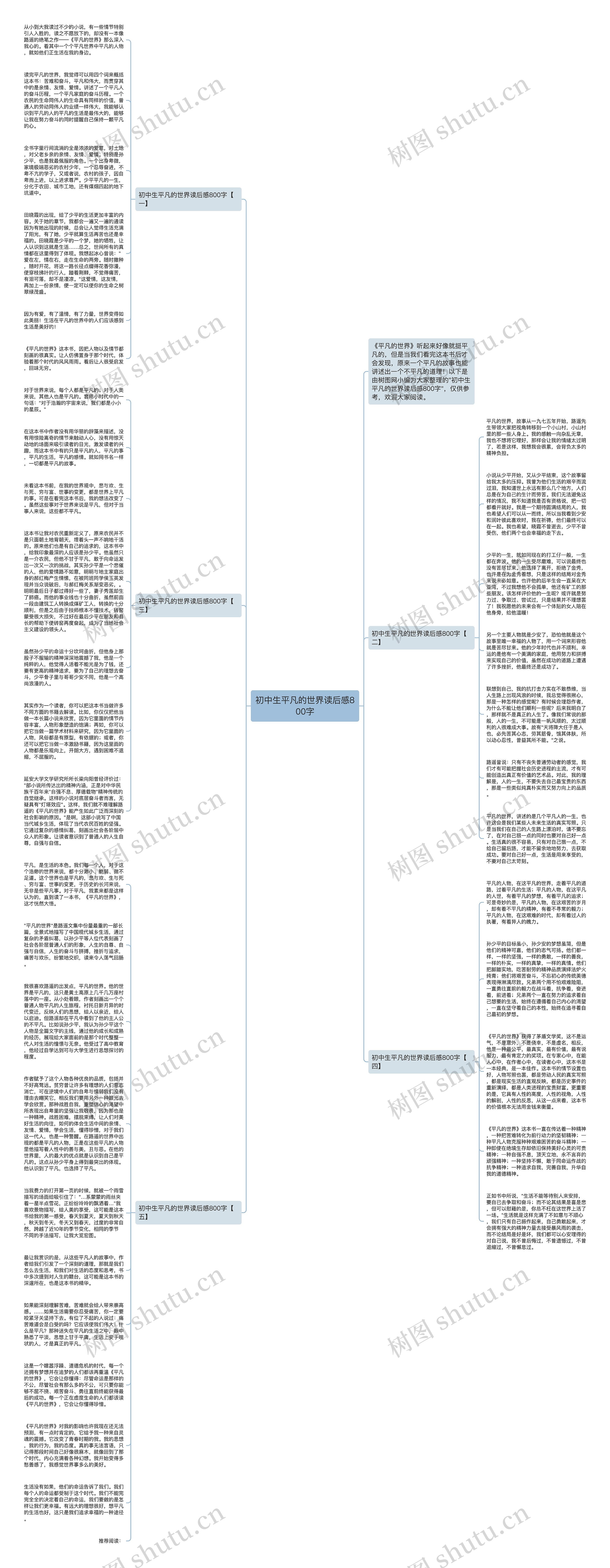 初中生平凡的世界读后感800字思维导图