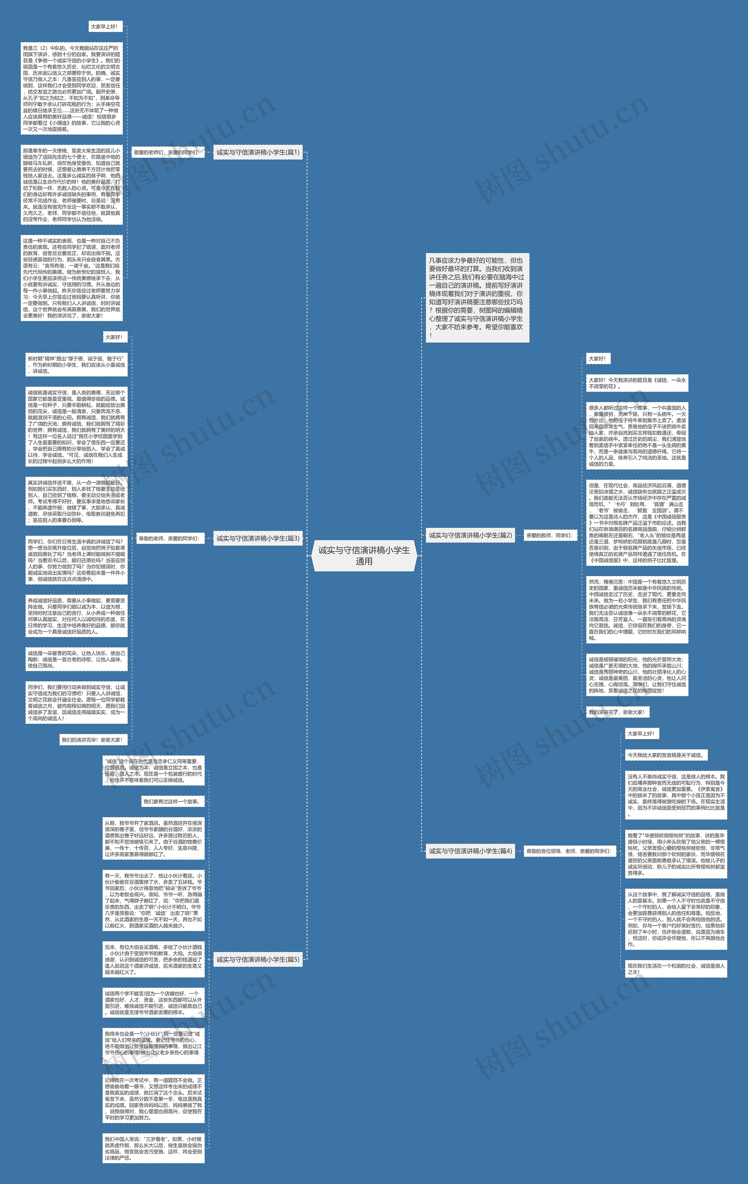 诚实与守信演讲稿小学生通用思维导图