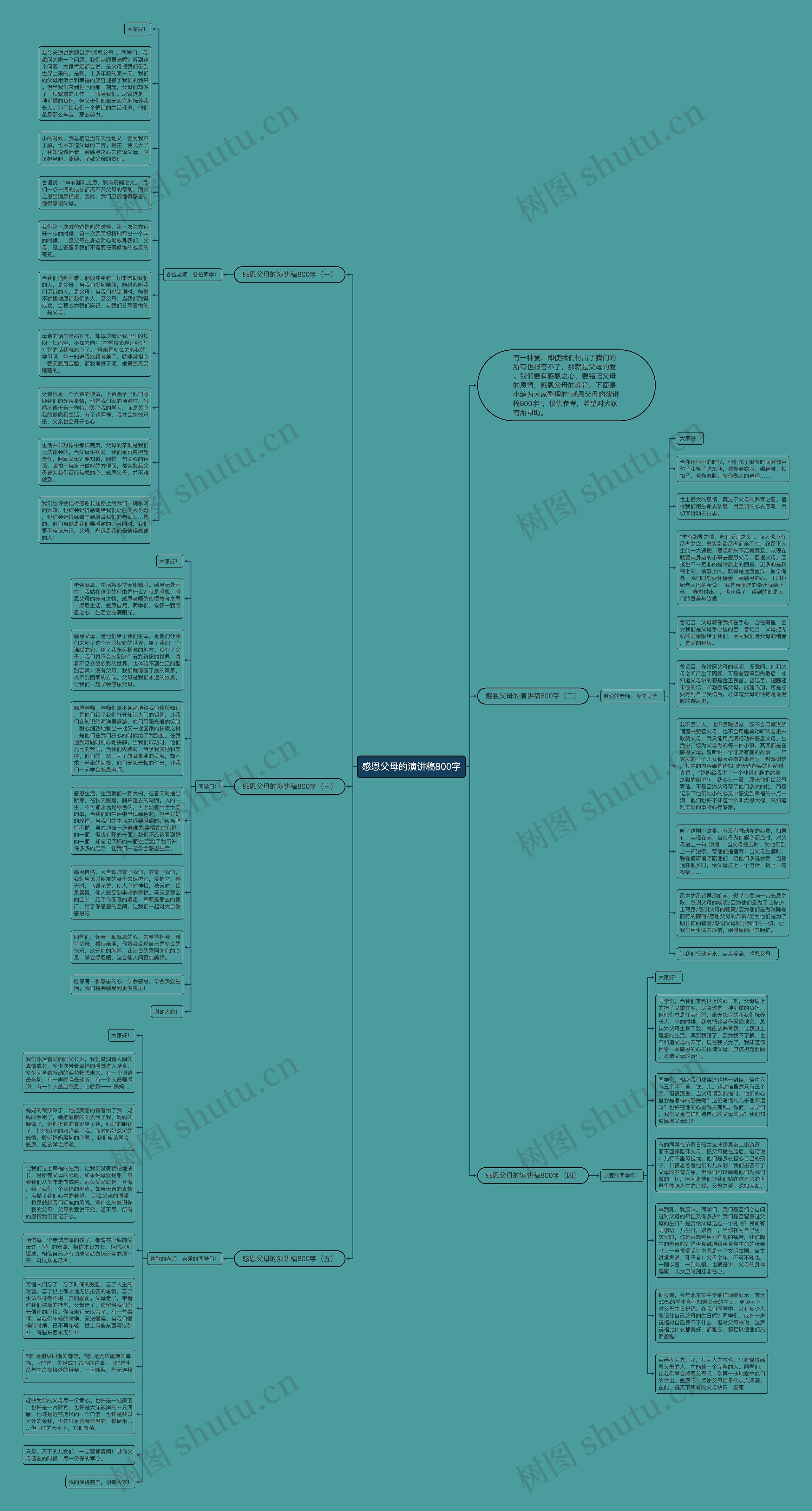 感恩父母的演讲稿800字思维导图