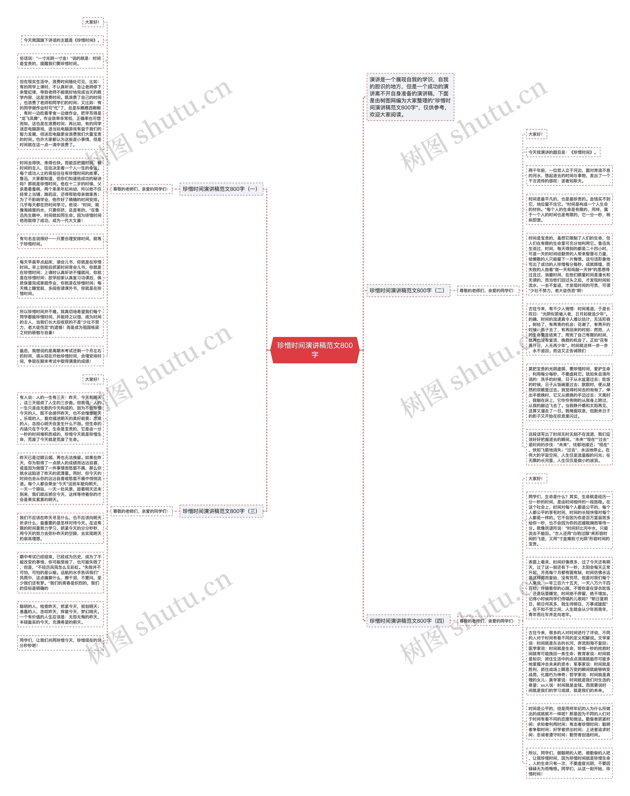 珍惜时间演讲稿范文800字思维导图