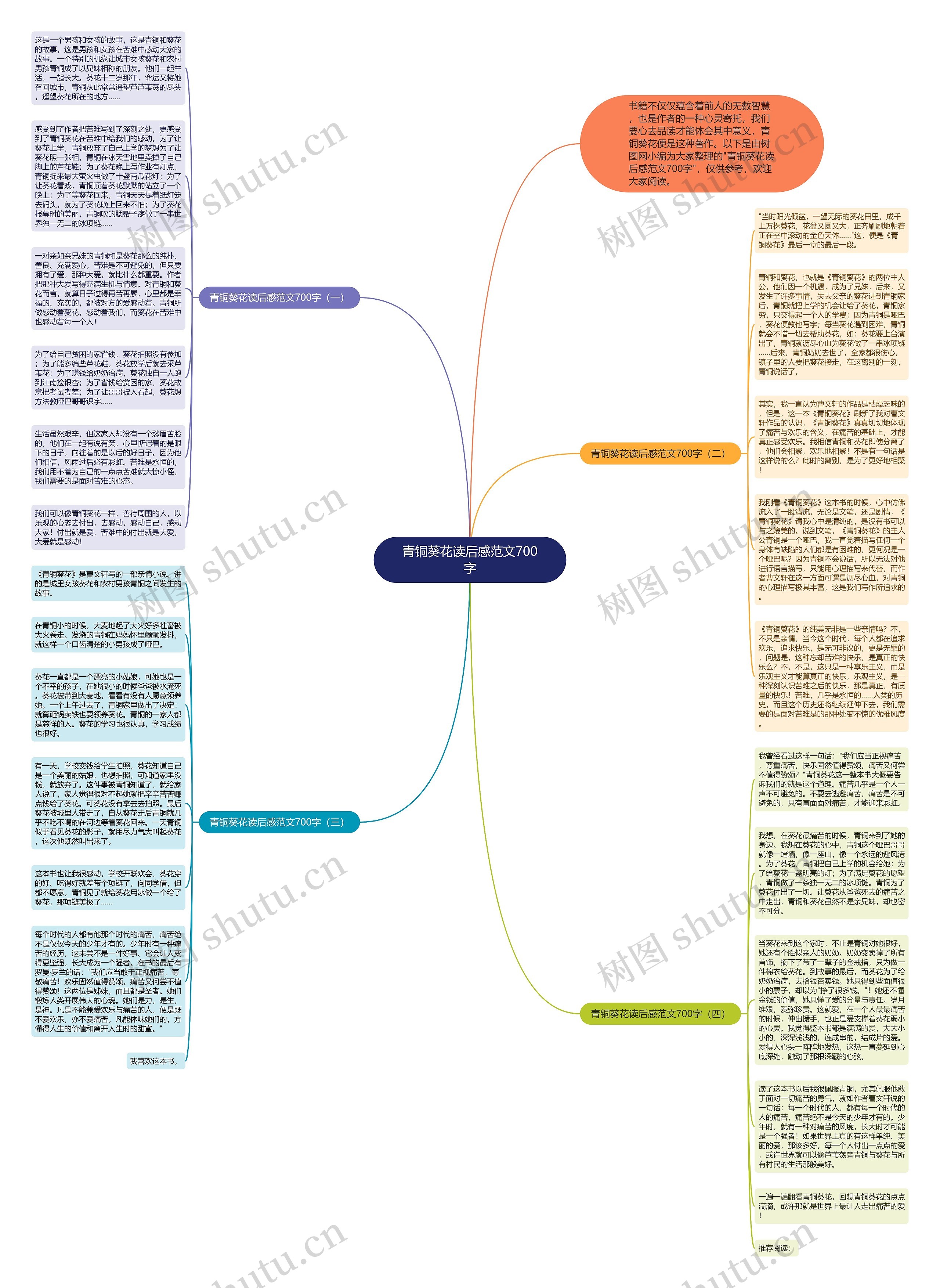 青铜葵花读后感范文700字思维导图高清图 青铜葵花读后感范文700字思维导图
