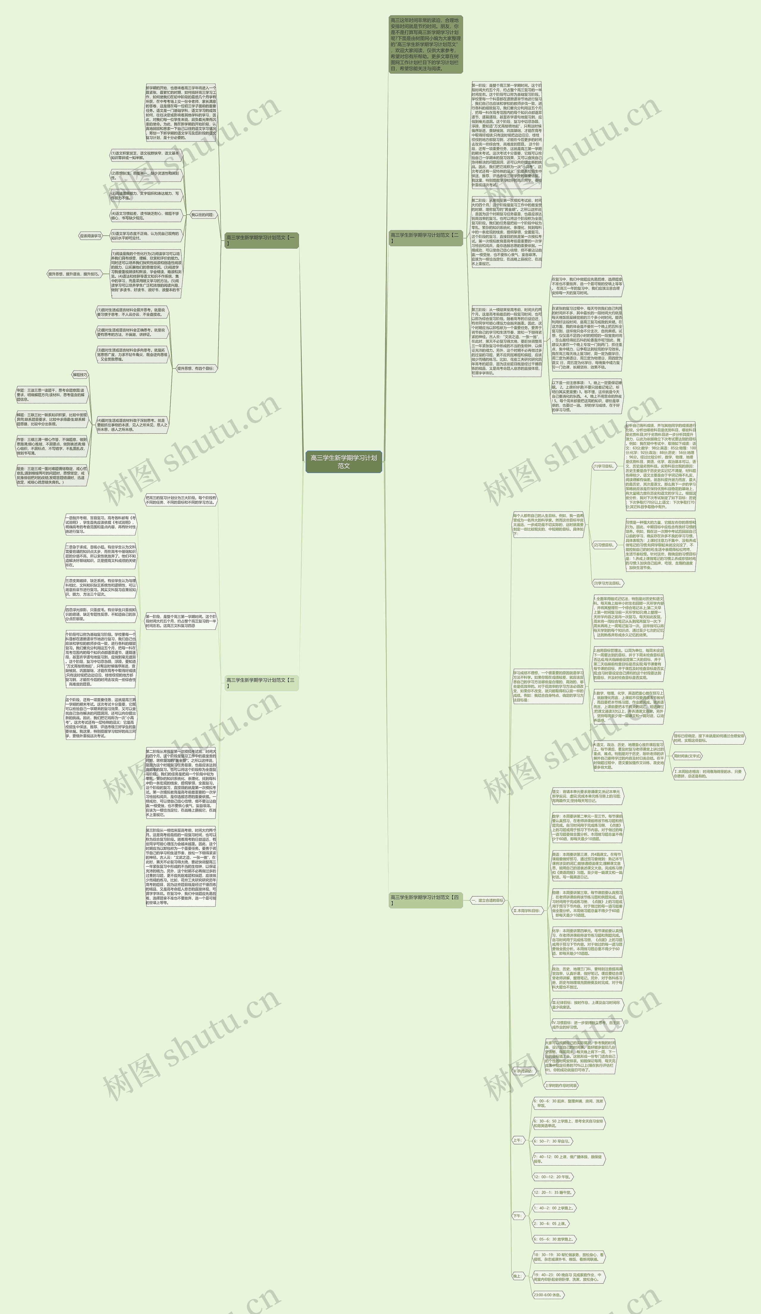 高三学生新学期学习计划范文思维导图