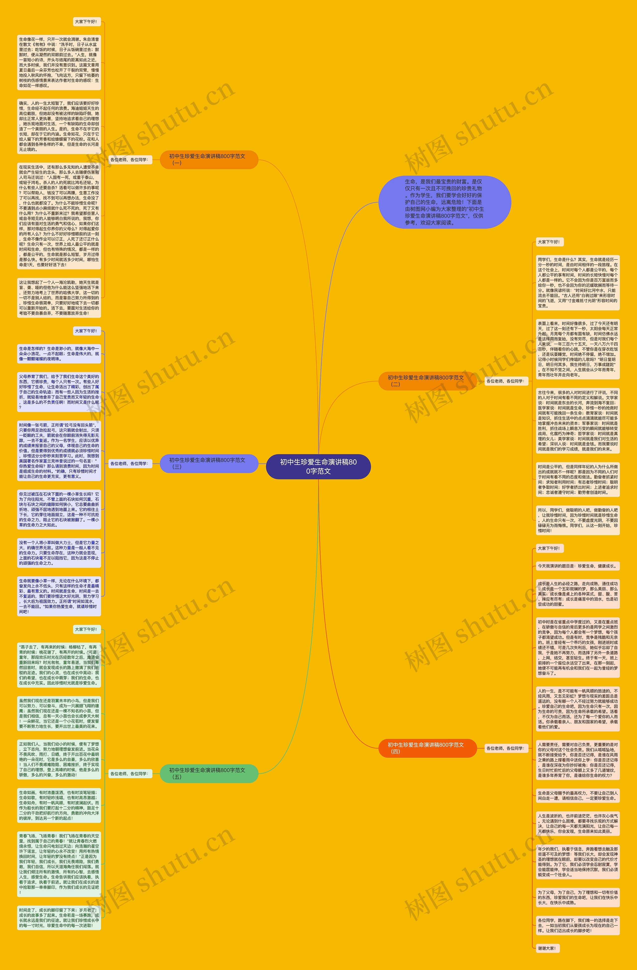 初中生珍爱生命演讲稿800字范文思维导图