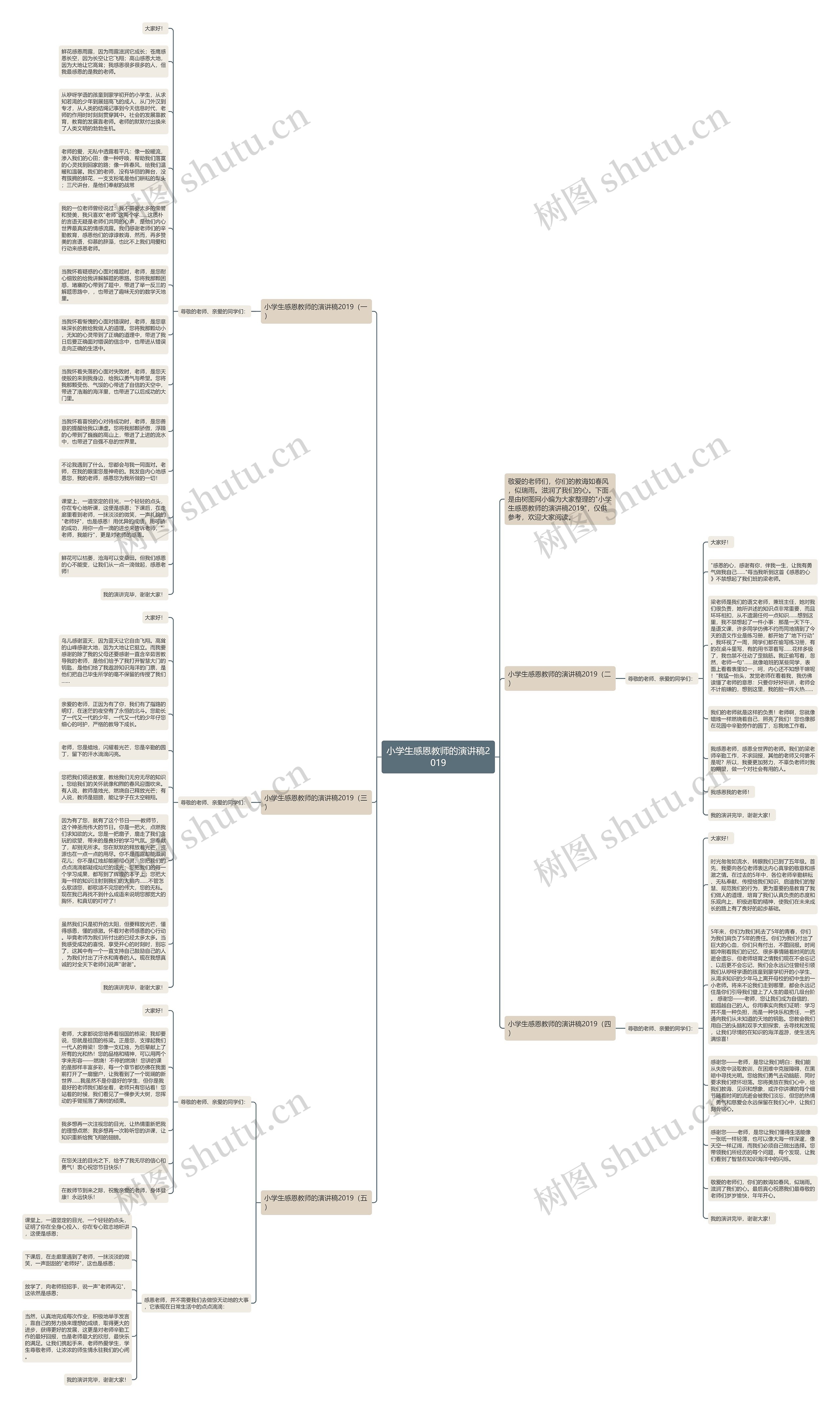 小学生感恩教师的演讲稿2019思维导图