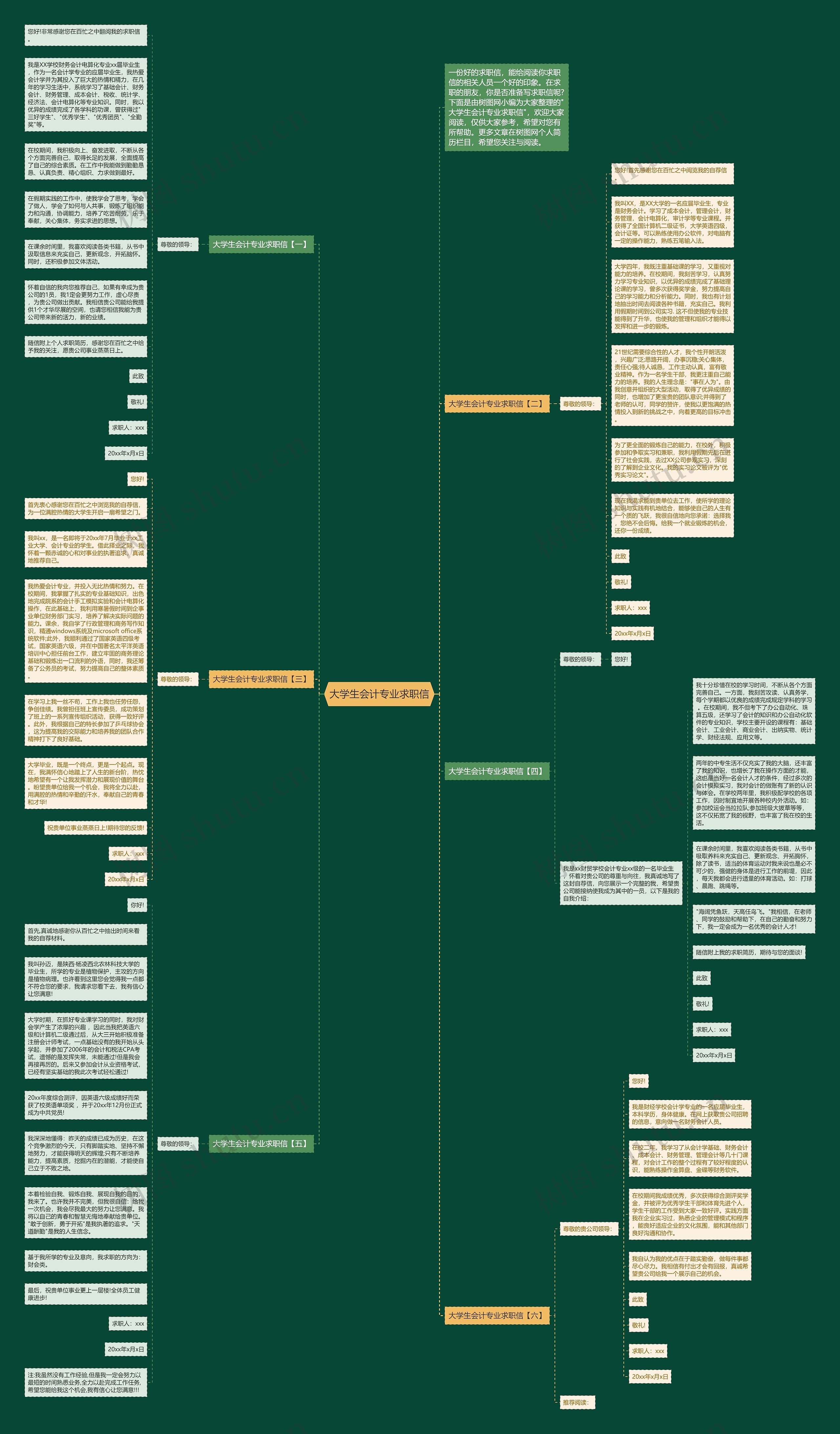 大学生会计专业求职信思维导图