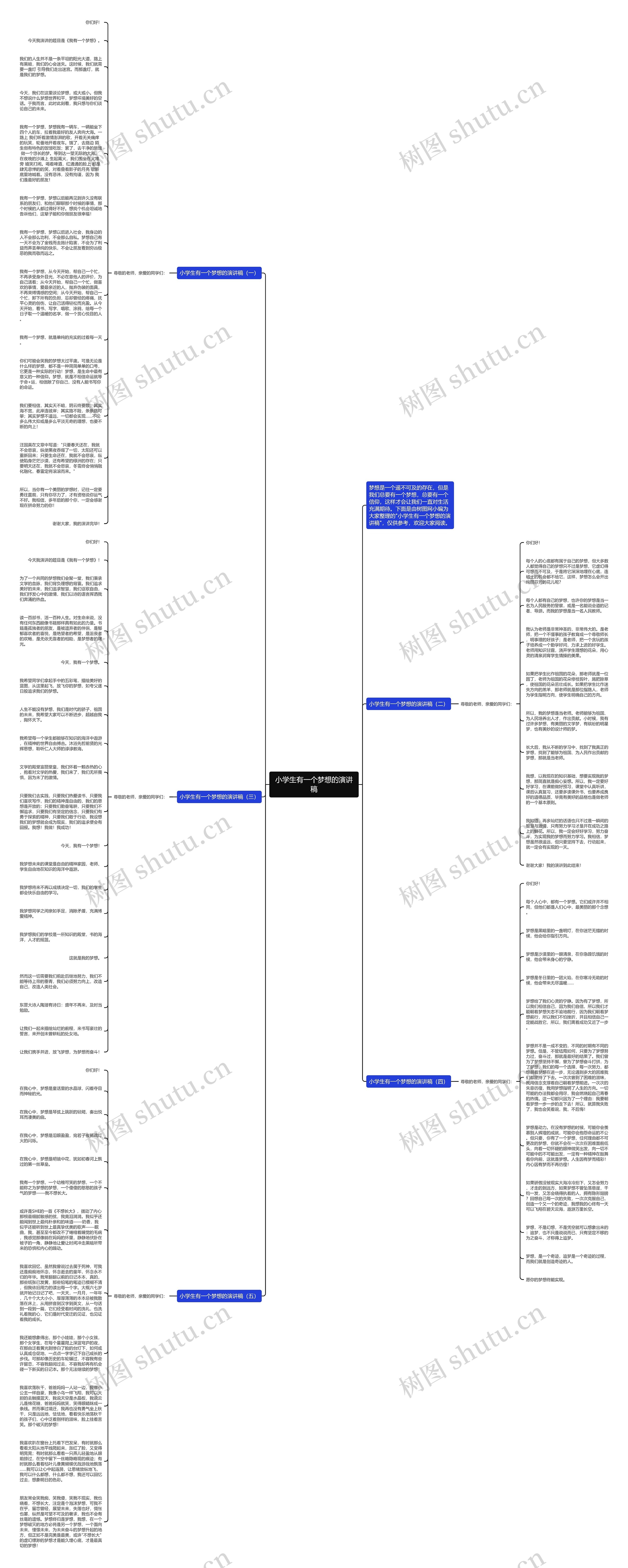 小学生有一个梦想的演讲稿思维导图