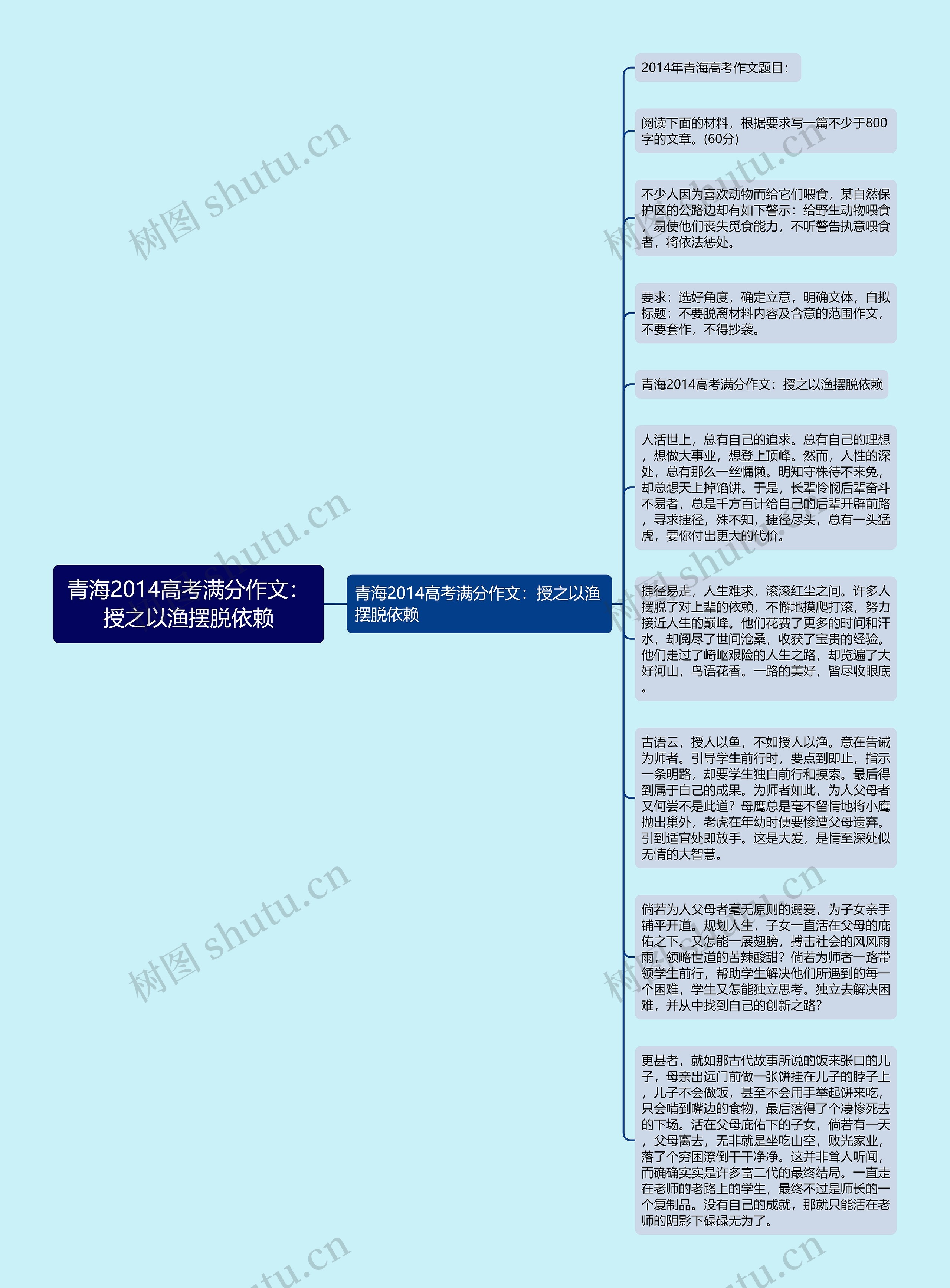 青海2014高考满分作文：授之以渔摆脱依赖思维导图