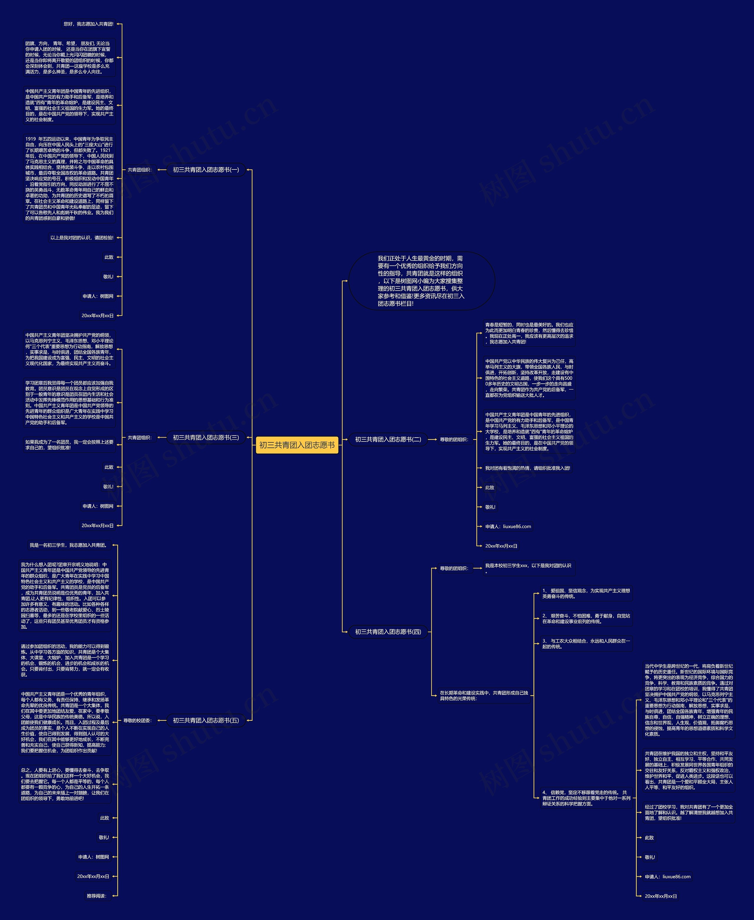 初三共青团入团志愿书思维导图