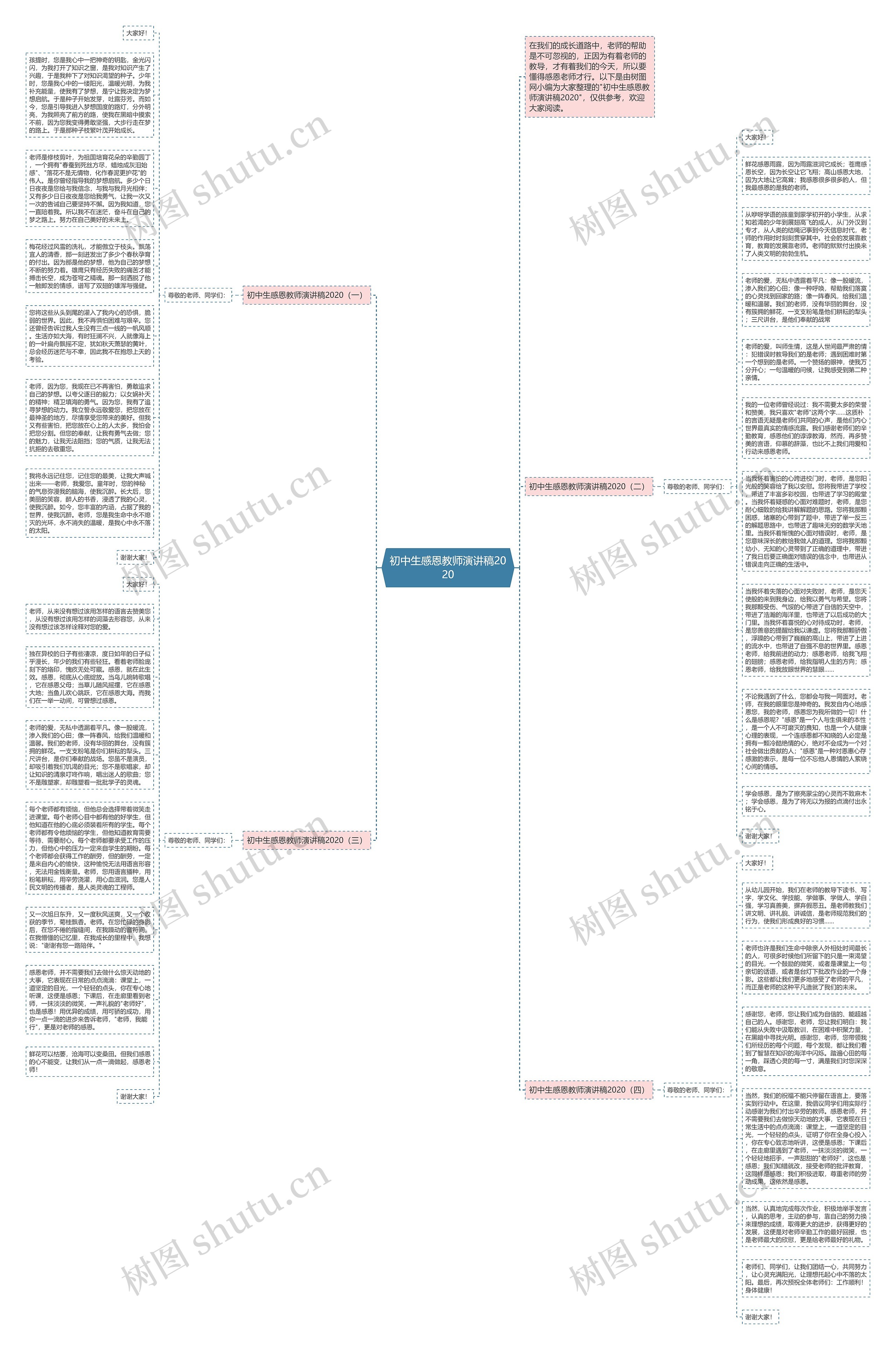 初中生感恩教师演讲稿2020思维导图