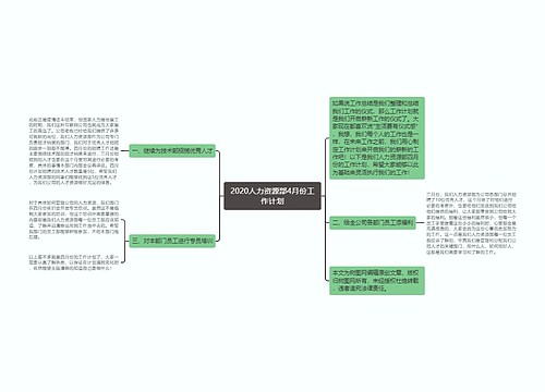 2020人力资源部4月份工作计划