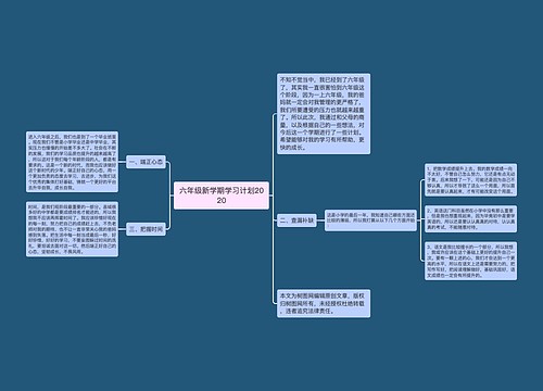 六年级新学期学习计划2020