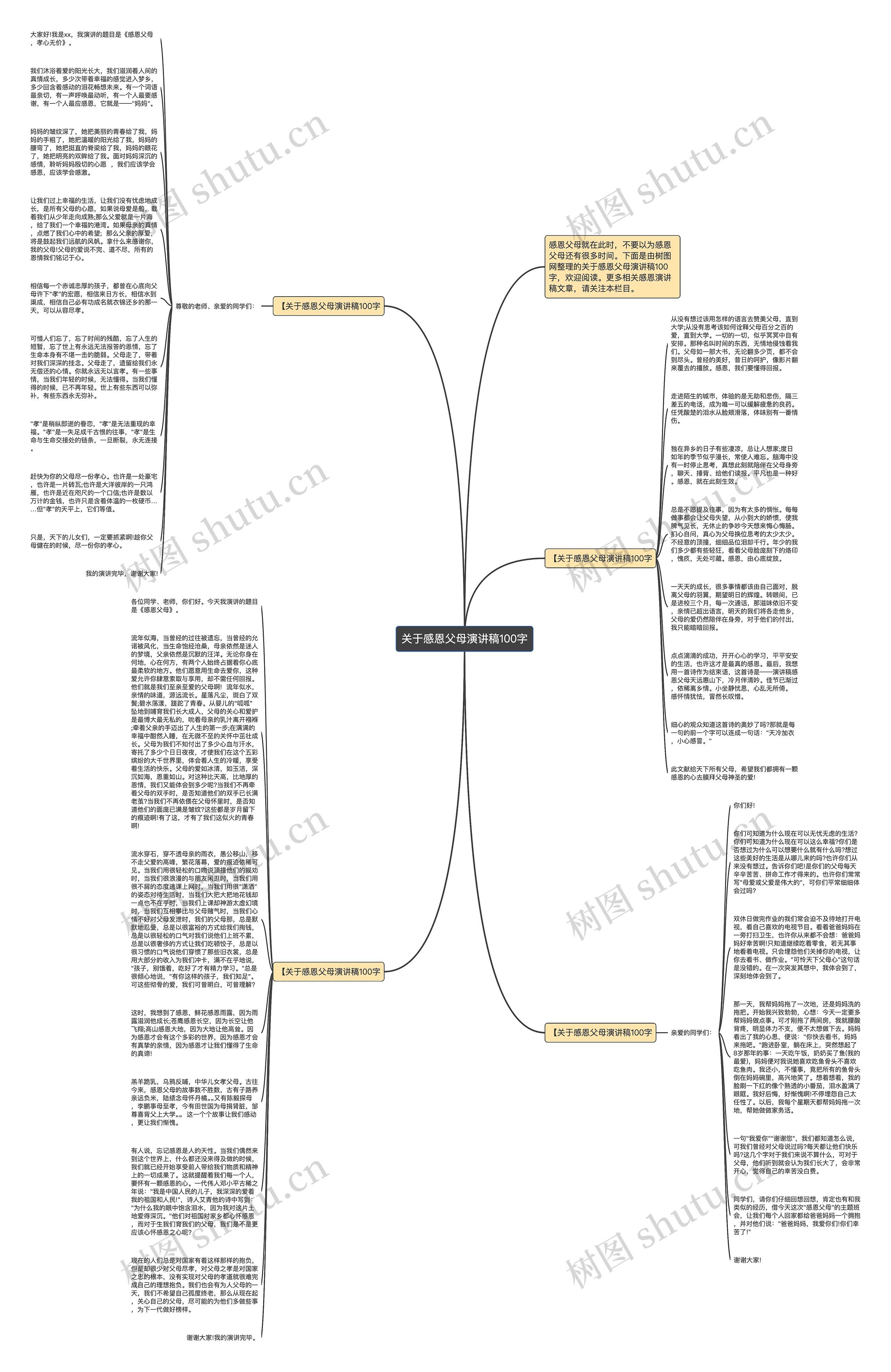 关于感恩父母演讲稿100字思维导图