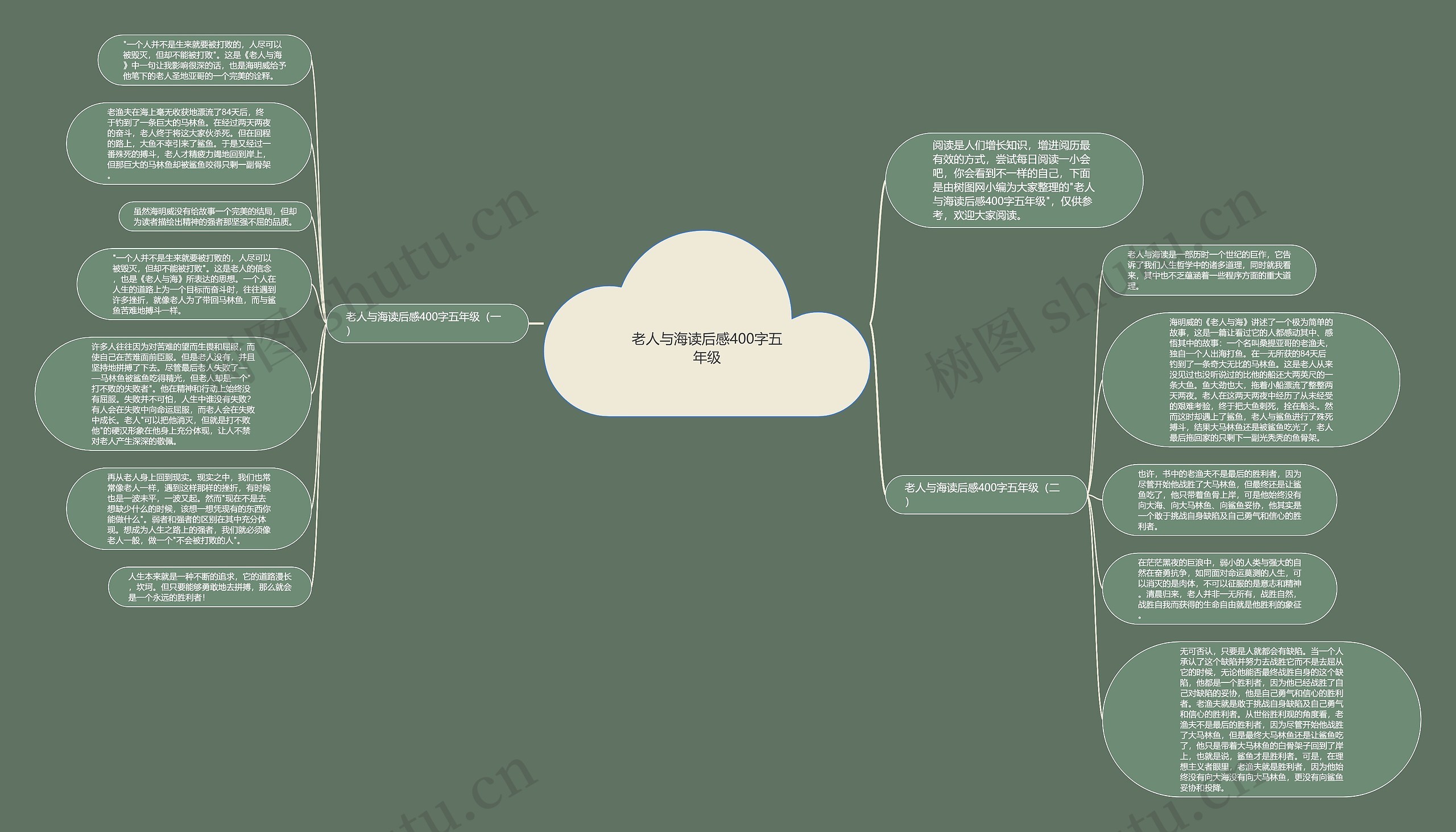 老人与海读后感400字五年级思维导图