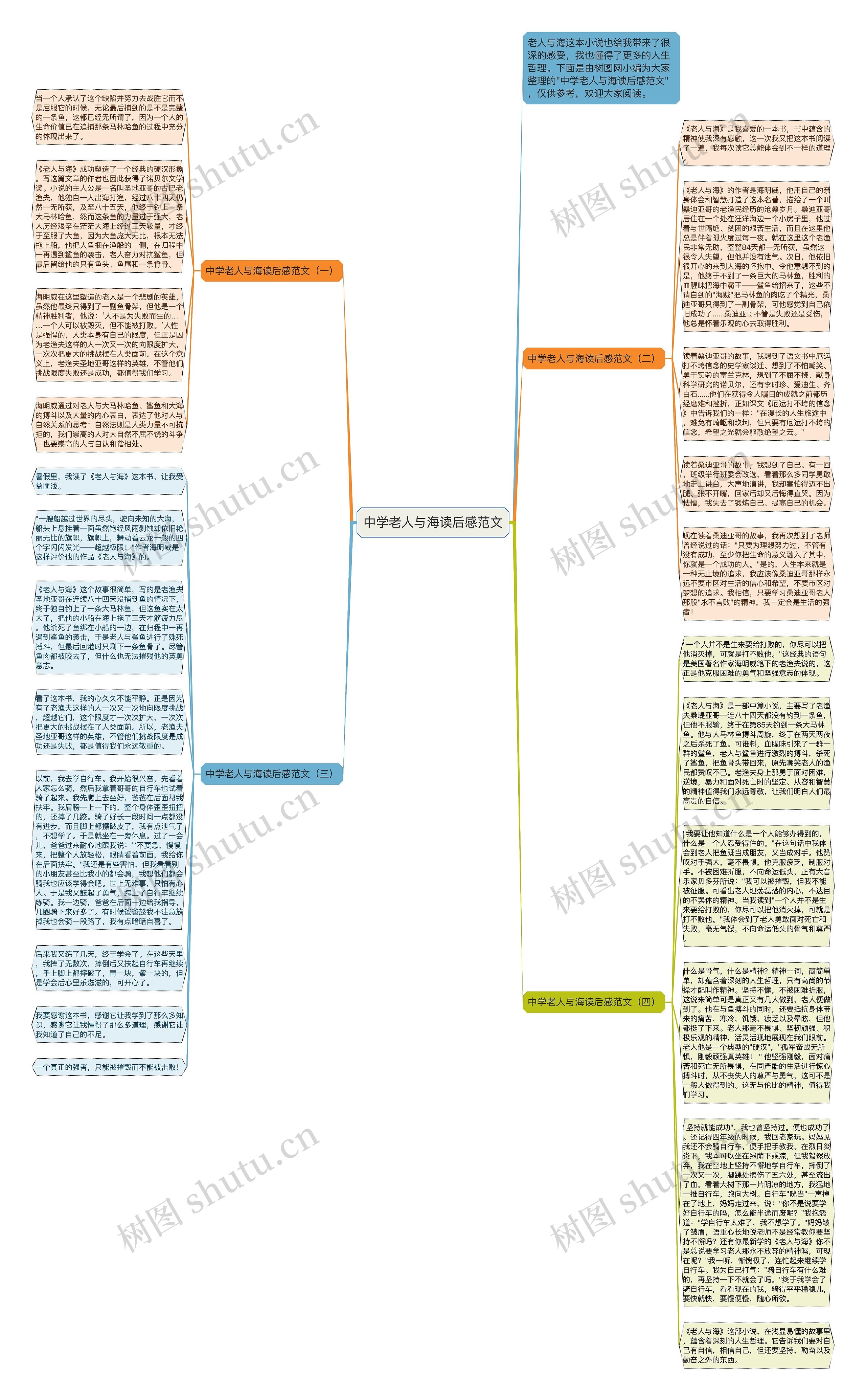 中学老人与海读后感范文思维导图