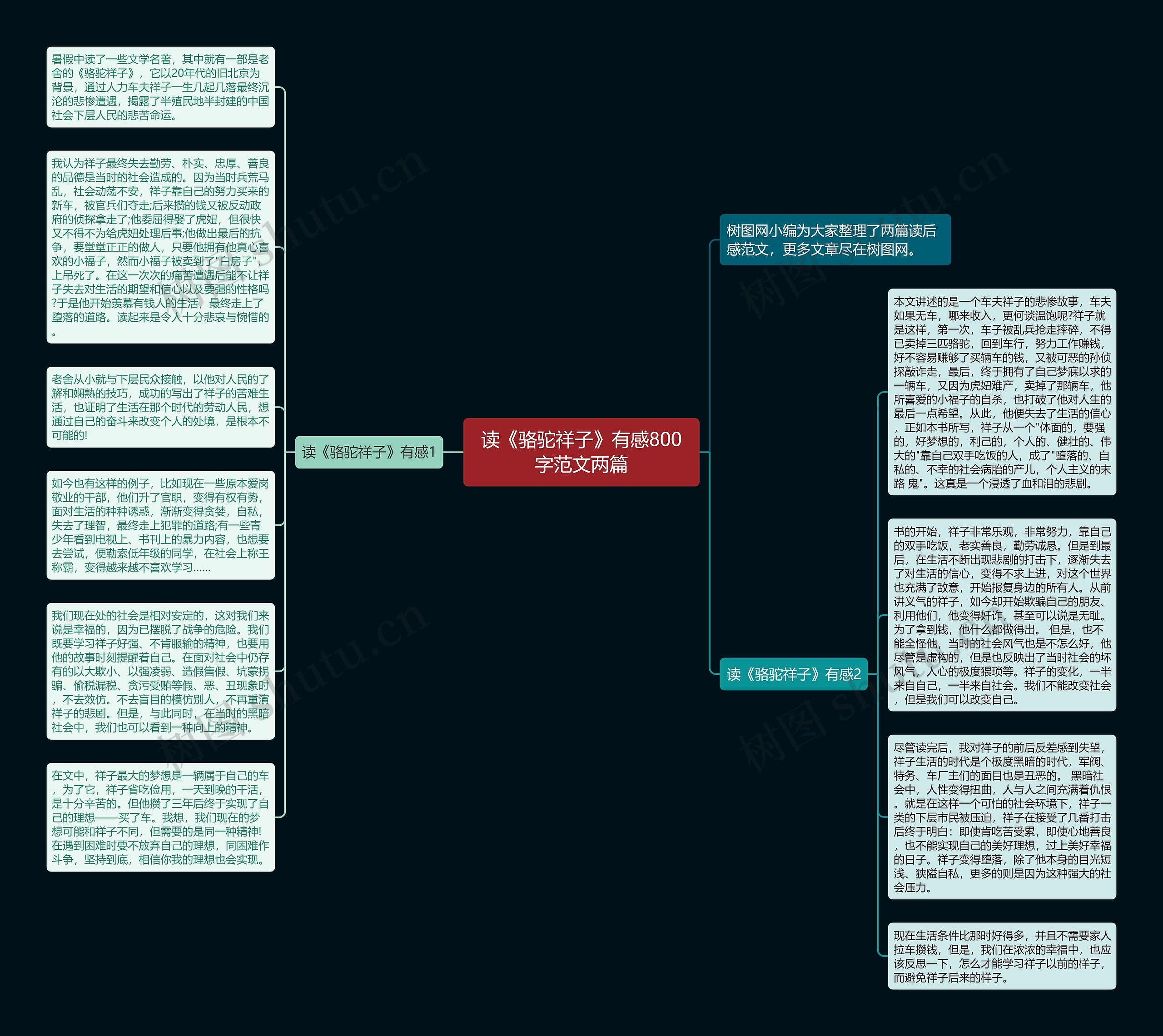 读《骆驼祥子》有感800字范文两篇思维导图