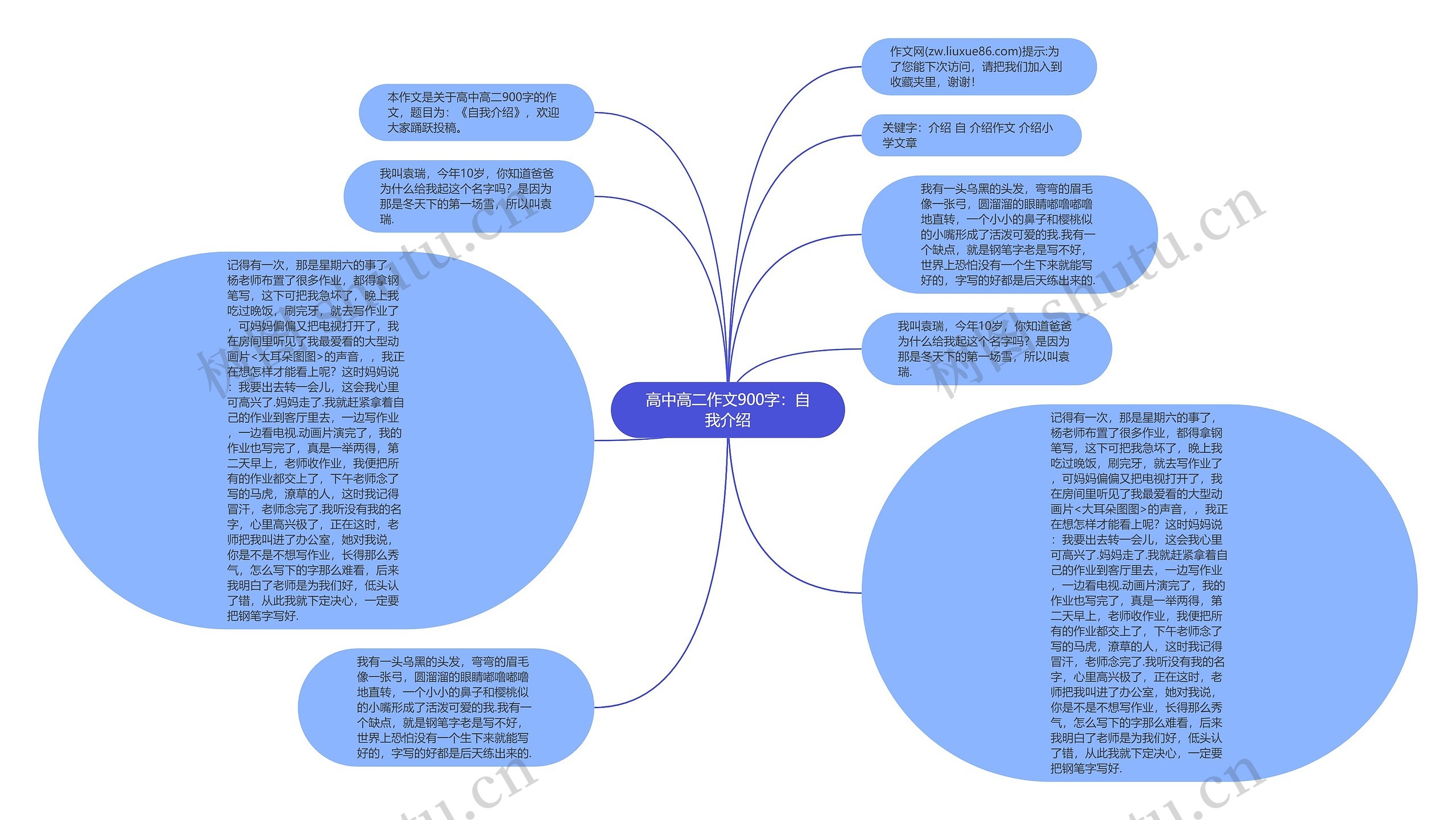 高中高二作文900字：自我介绍思维导图