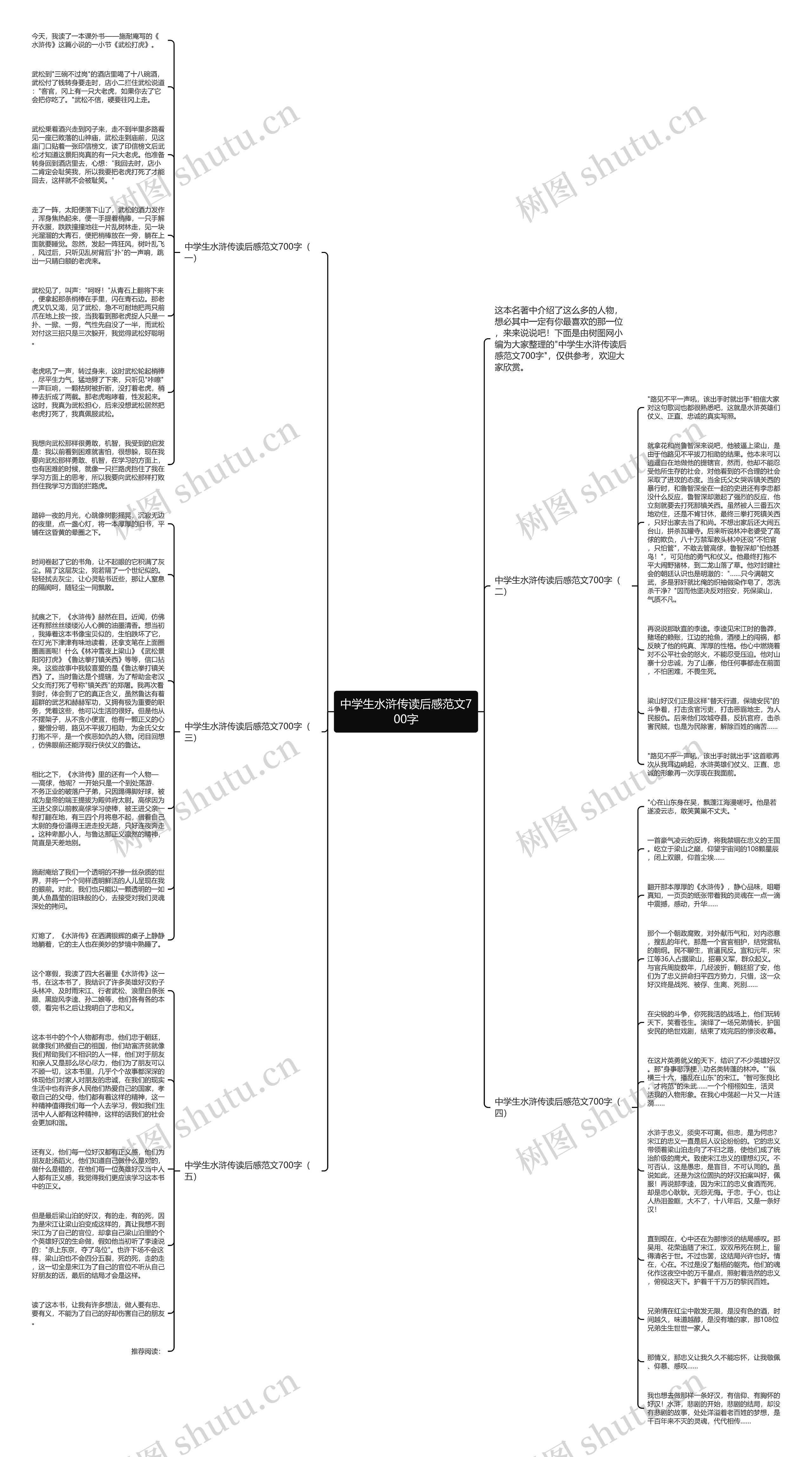 中学生水浒传读后感范文700字思维导图